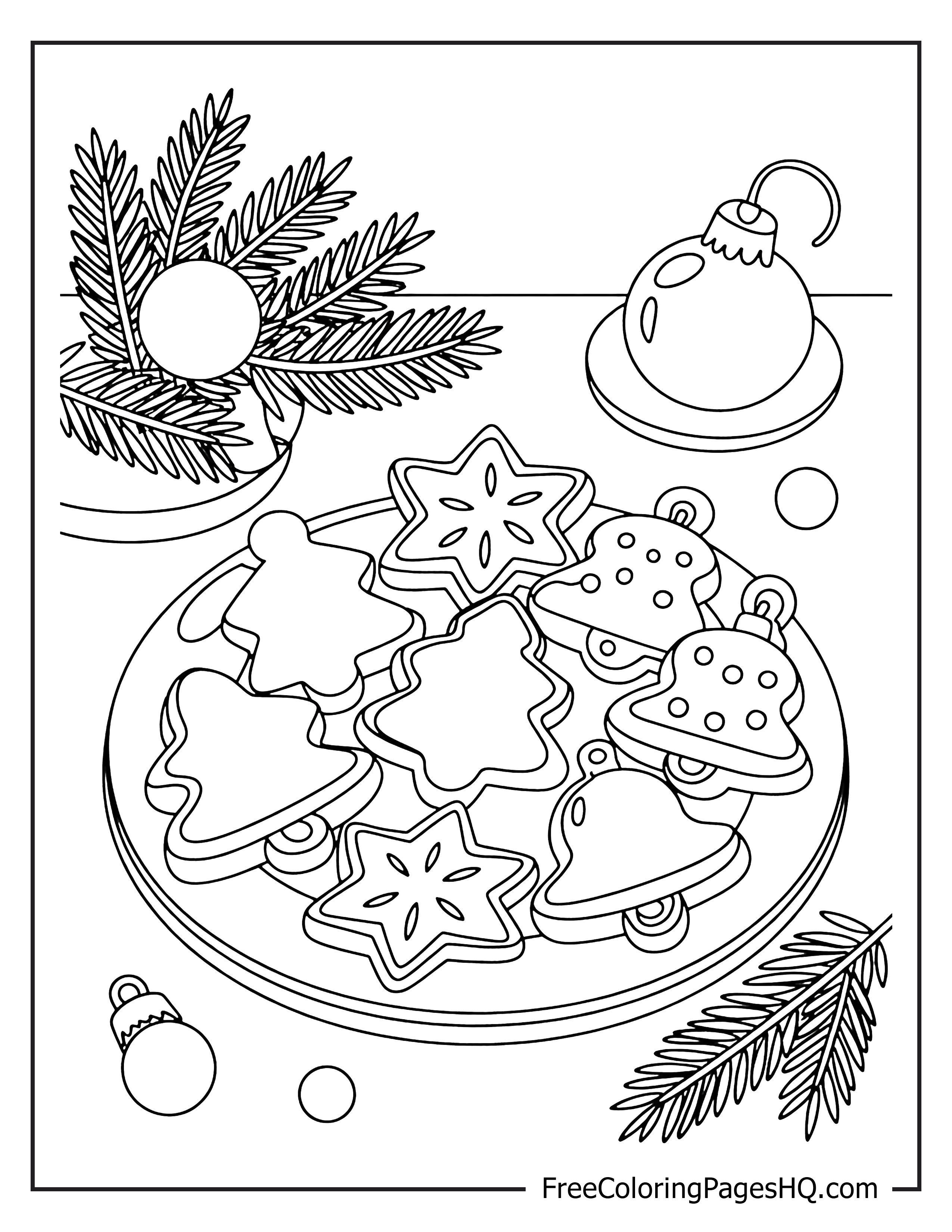 Illustration of holiday cookies and decorations for kids.
