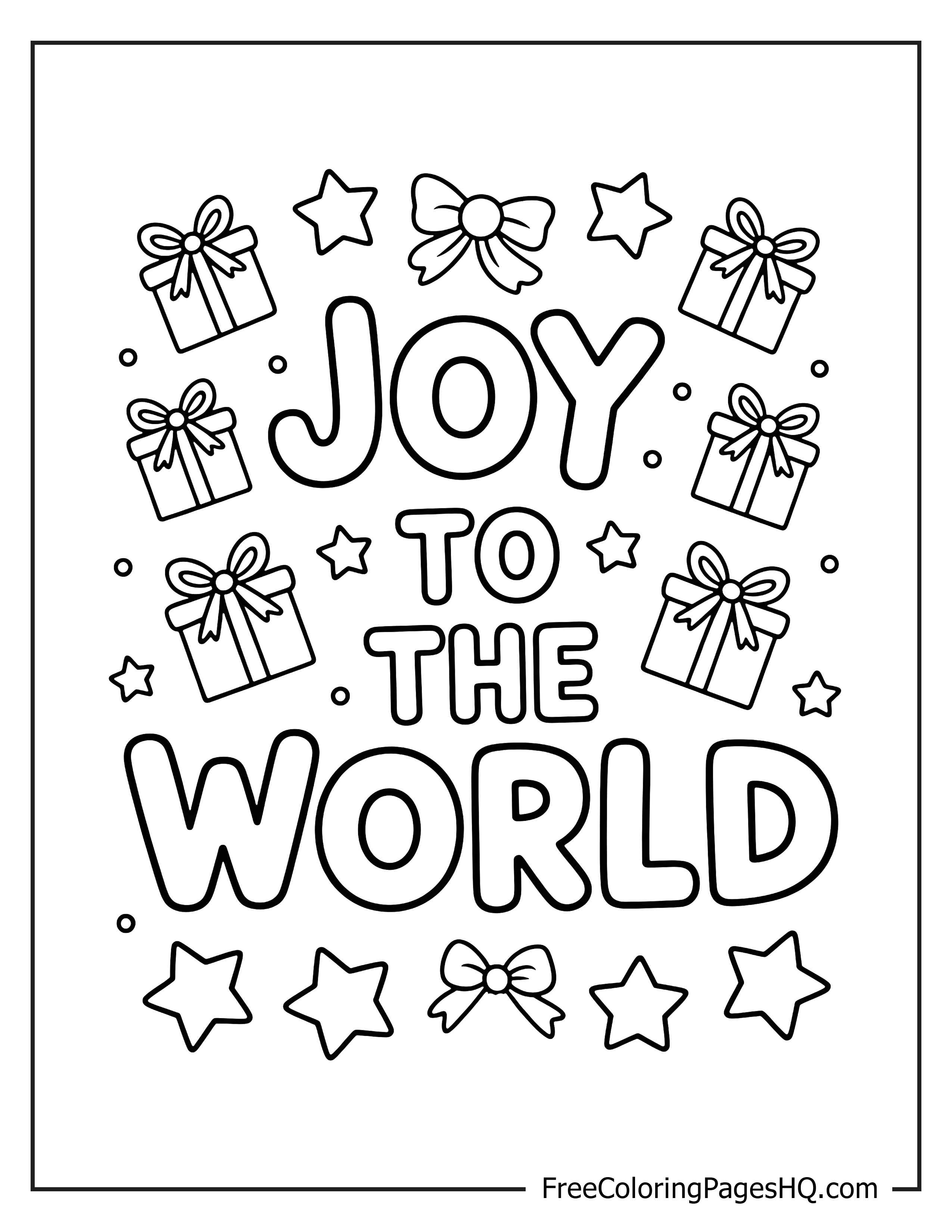 Festive holiday message with presents and decorations.