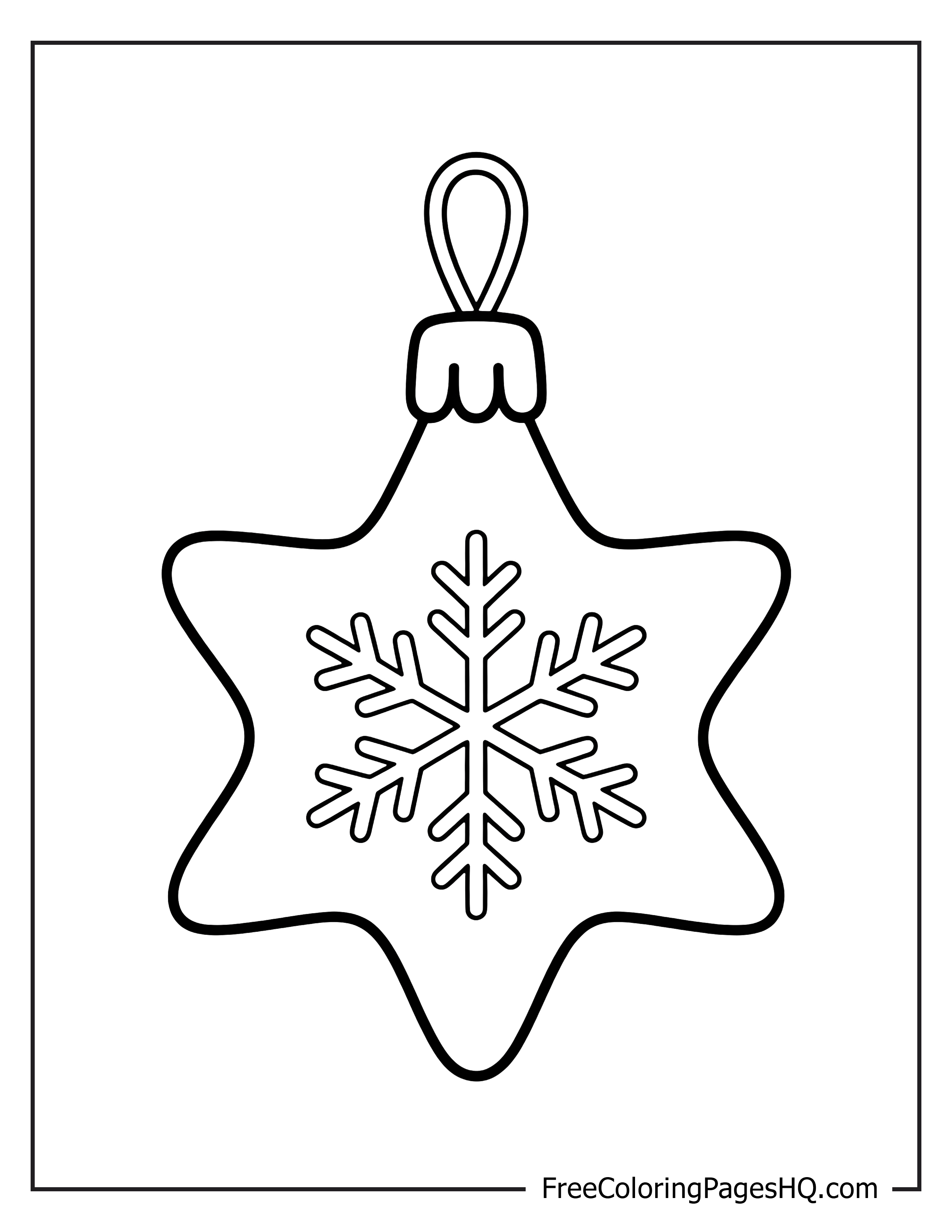 Star-shaped ornament with snowflake illustration.