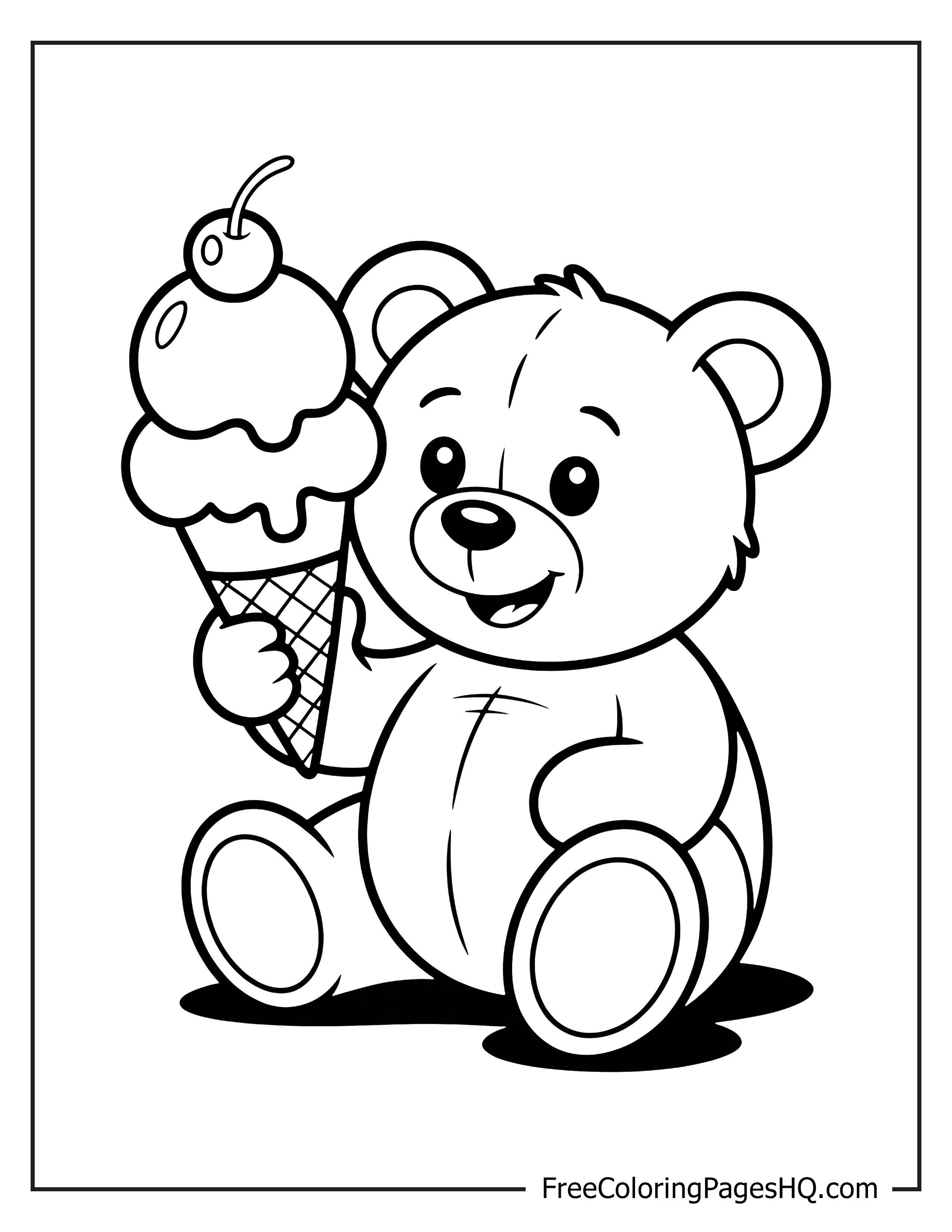 Adorable teddy bear enjoying an ice cream treat.