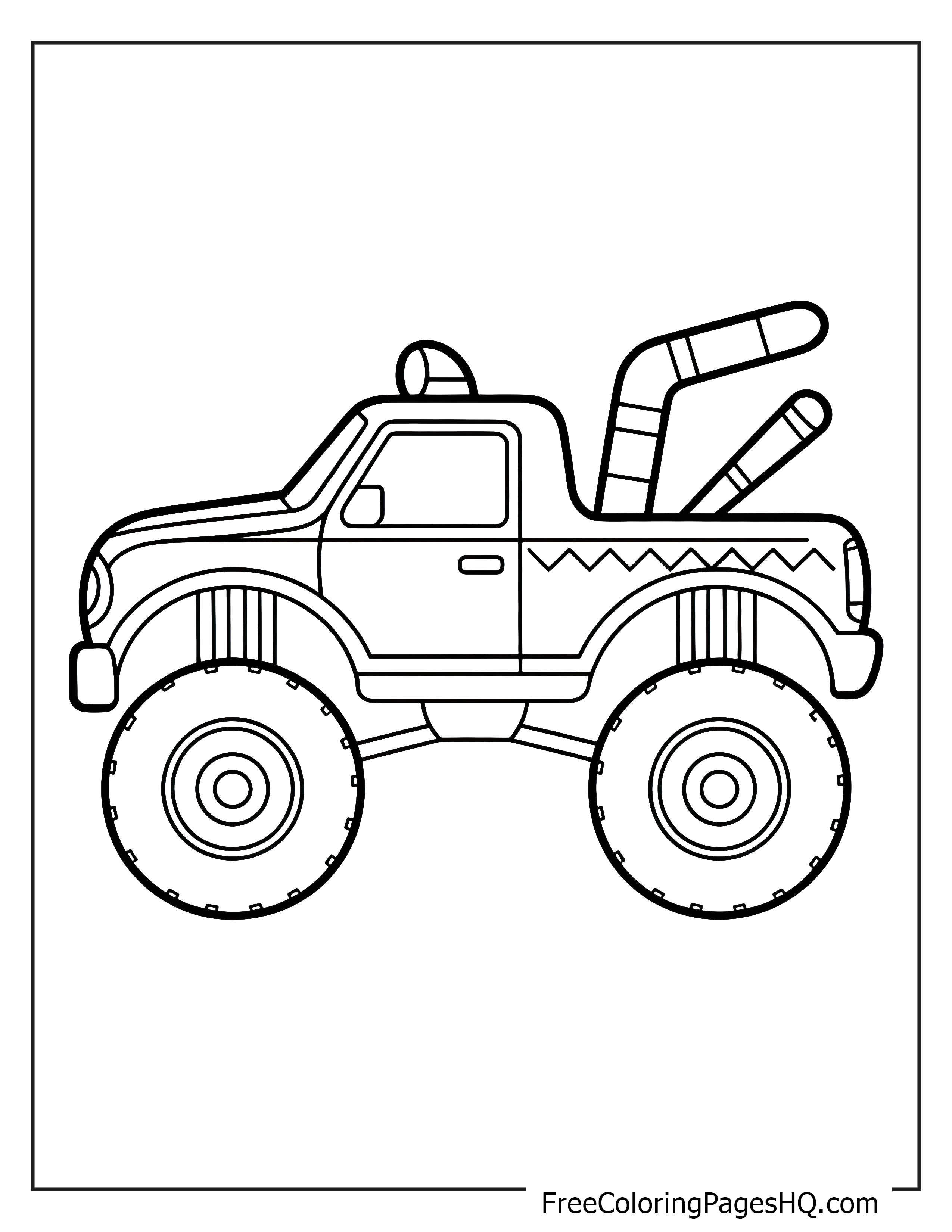 Monster truck with big wheels illustration.