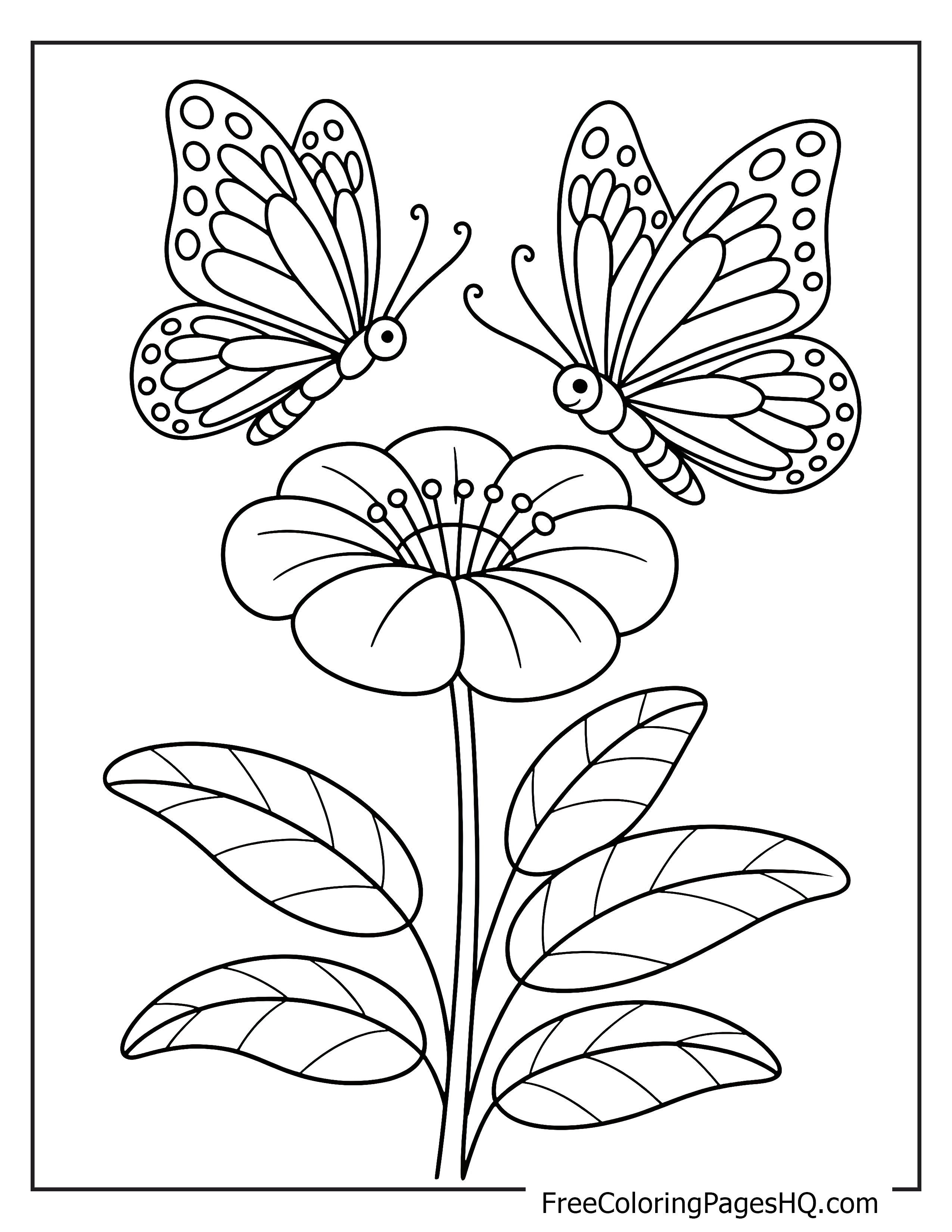Butterflies fluttering around a flower illustration.
