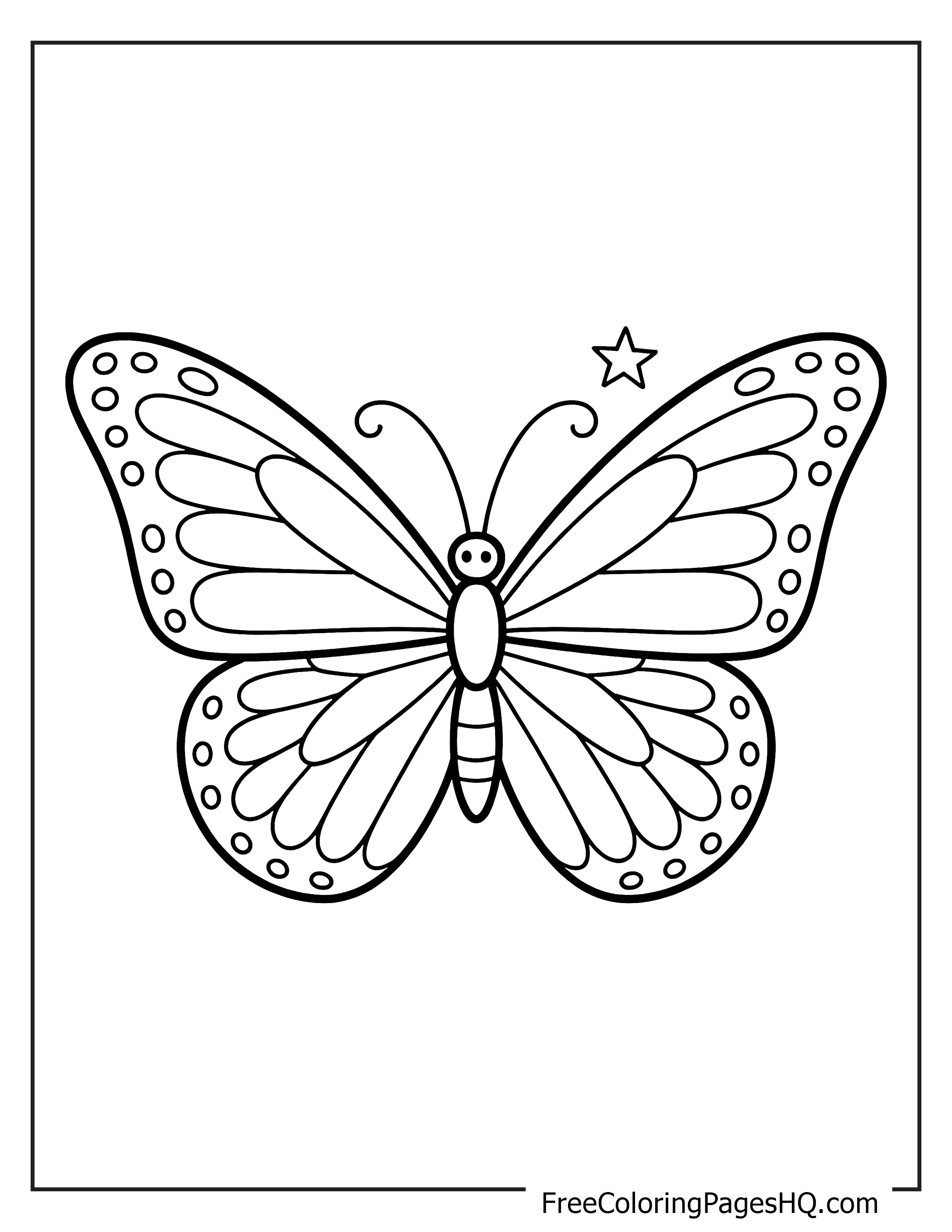 Illustration of a butterfly with decorative wings and a star.