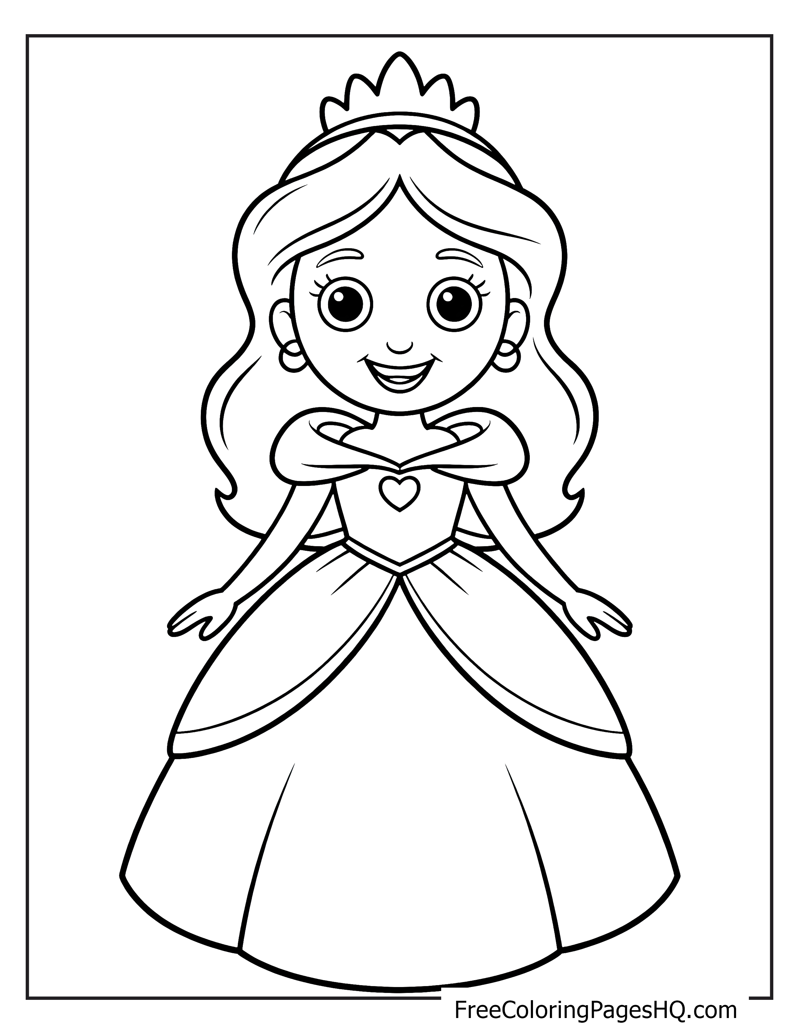 Smiling princess in a gown with a tiara on her head.