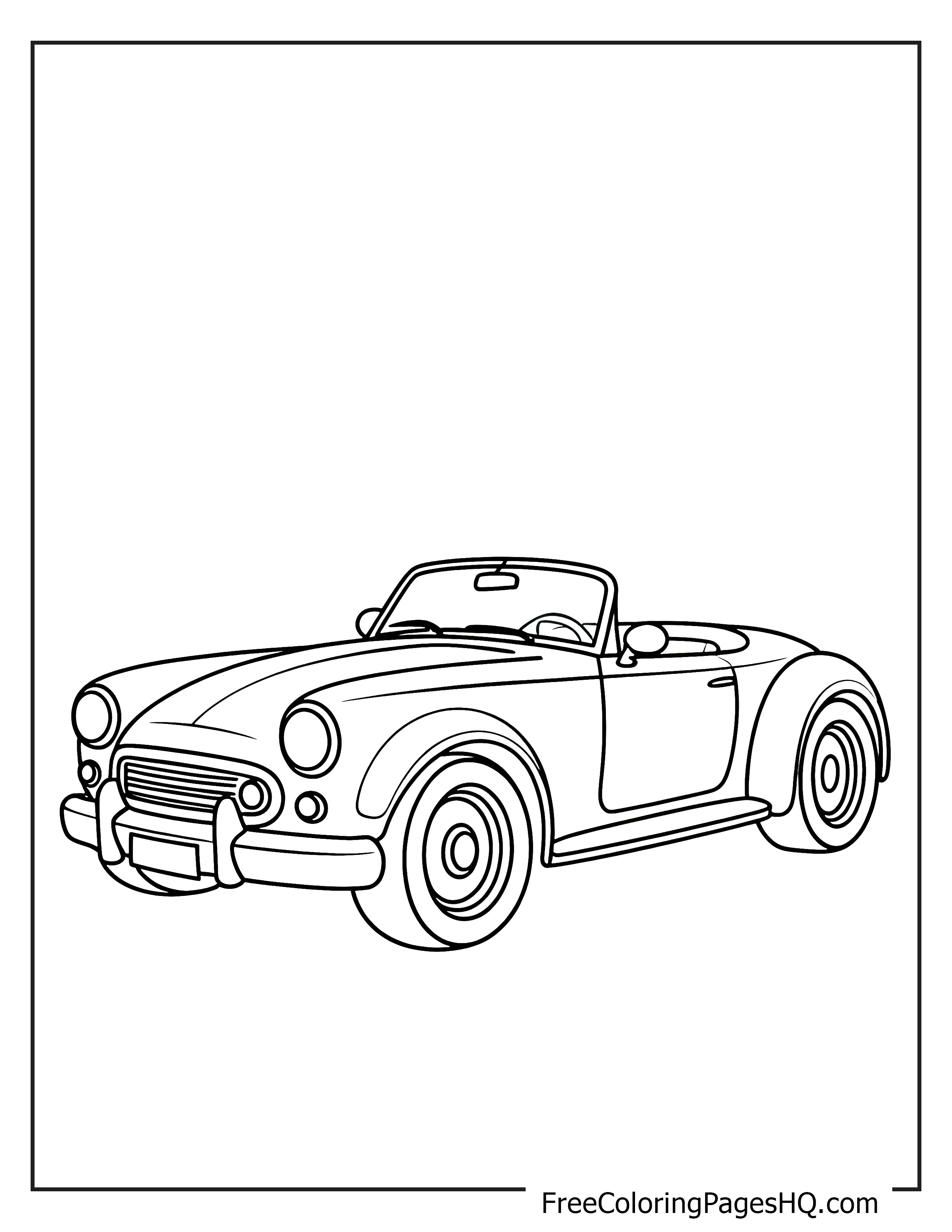 Line drawing of a classic convertible car for kids.
