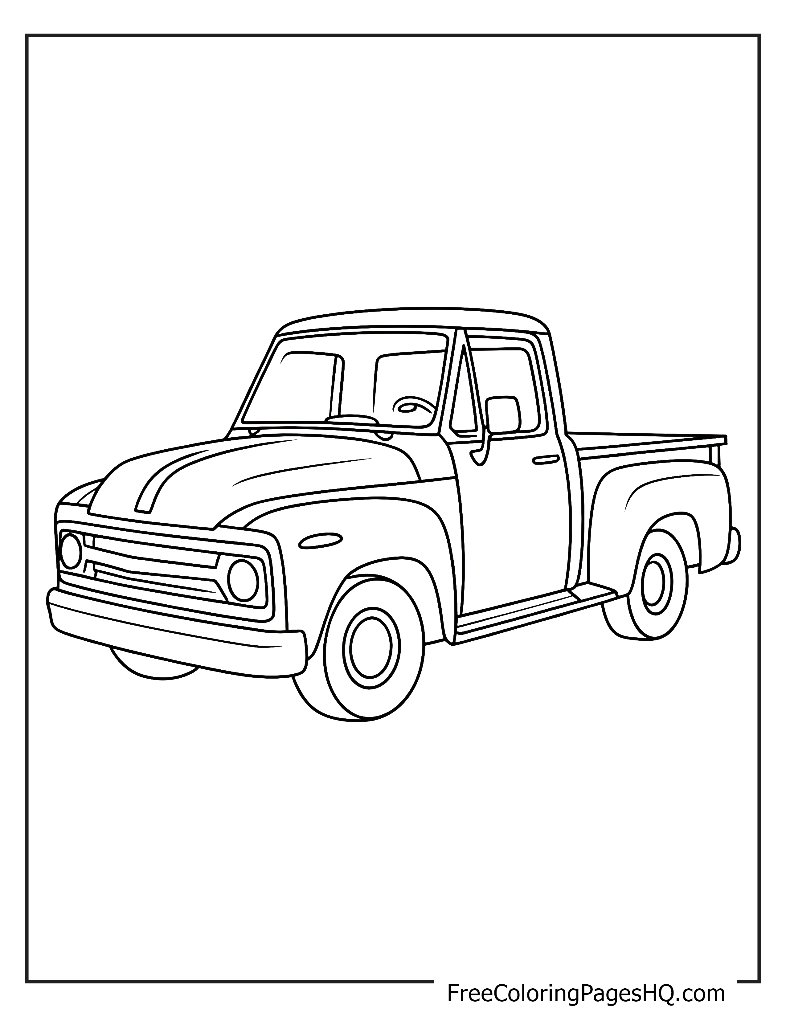 Outline of an old-fashioned pickup truck for coloring.