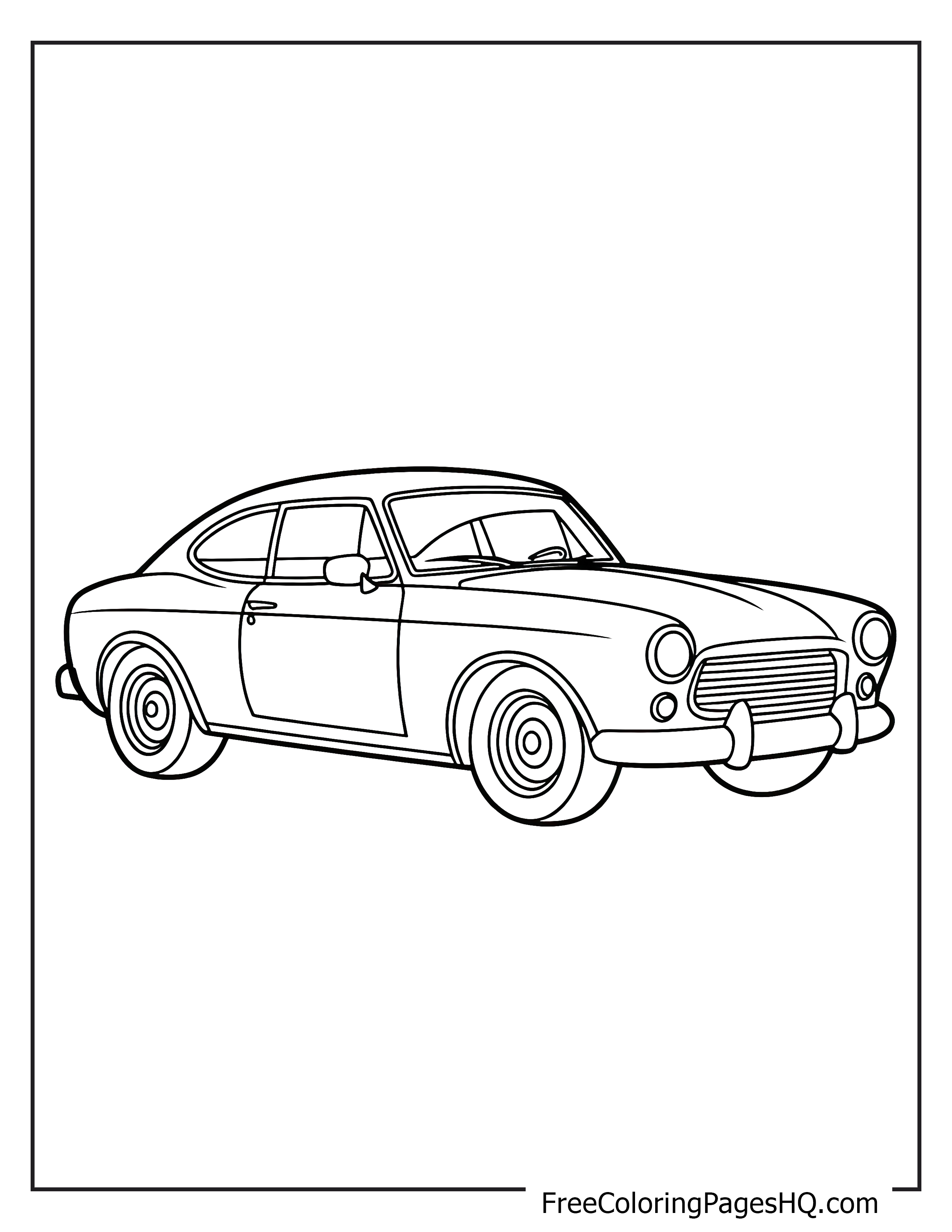 Vintage car drawing featuring classic design elements.