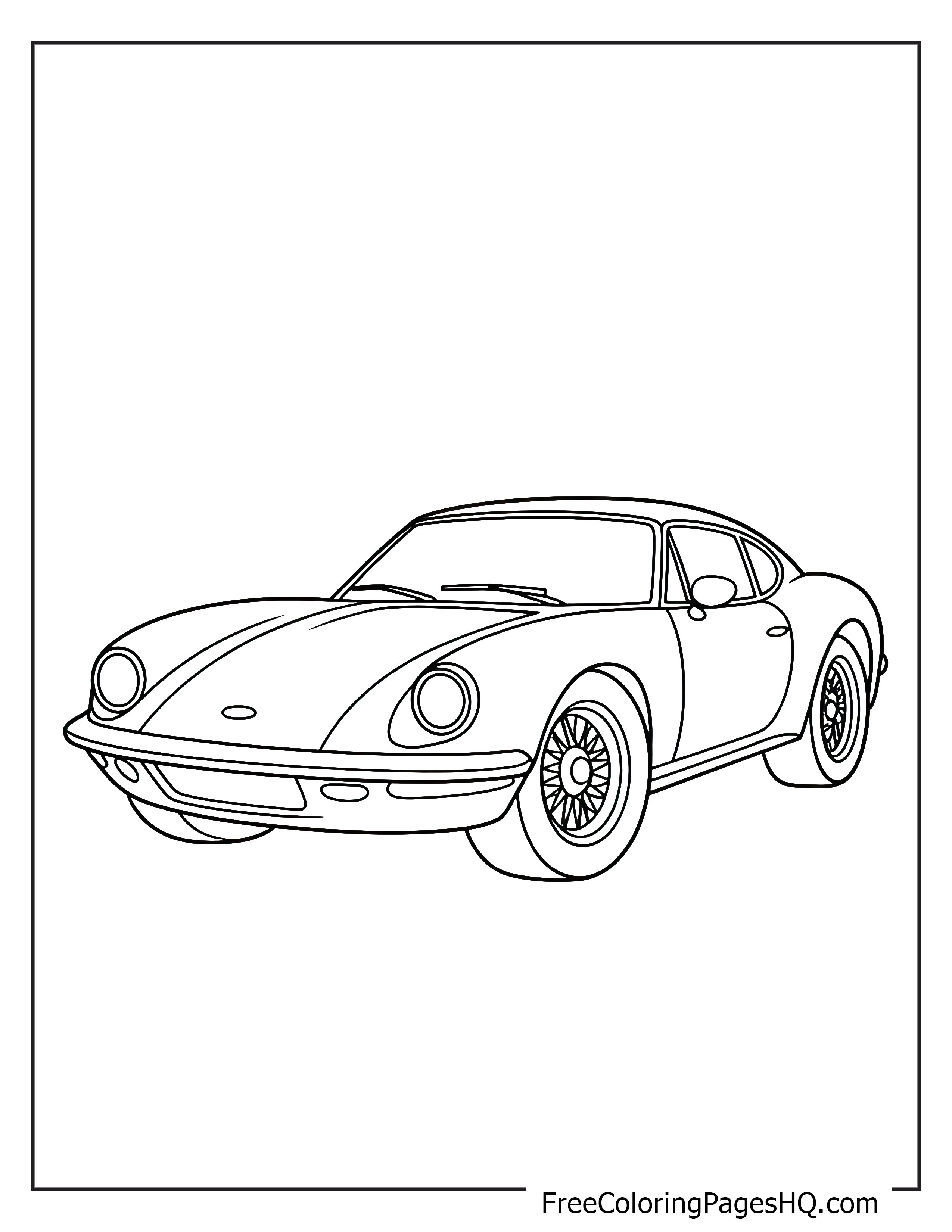 Illustration of a vintage sports car ready to be colored.