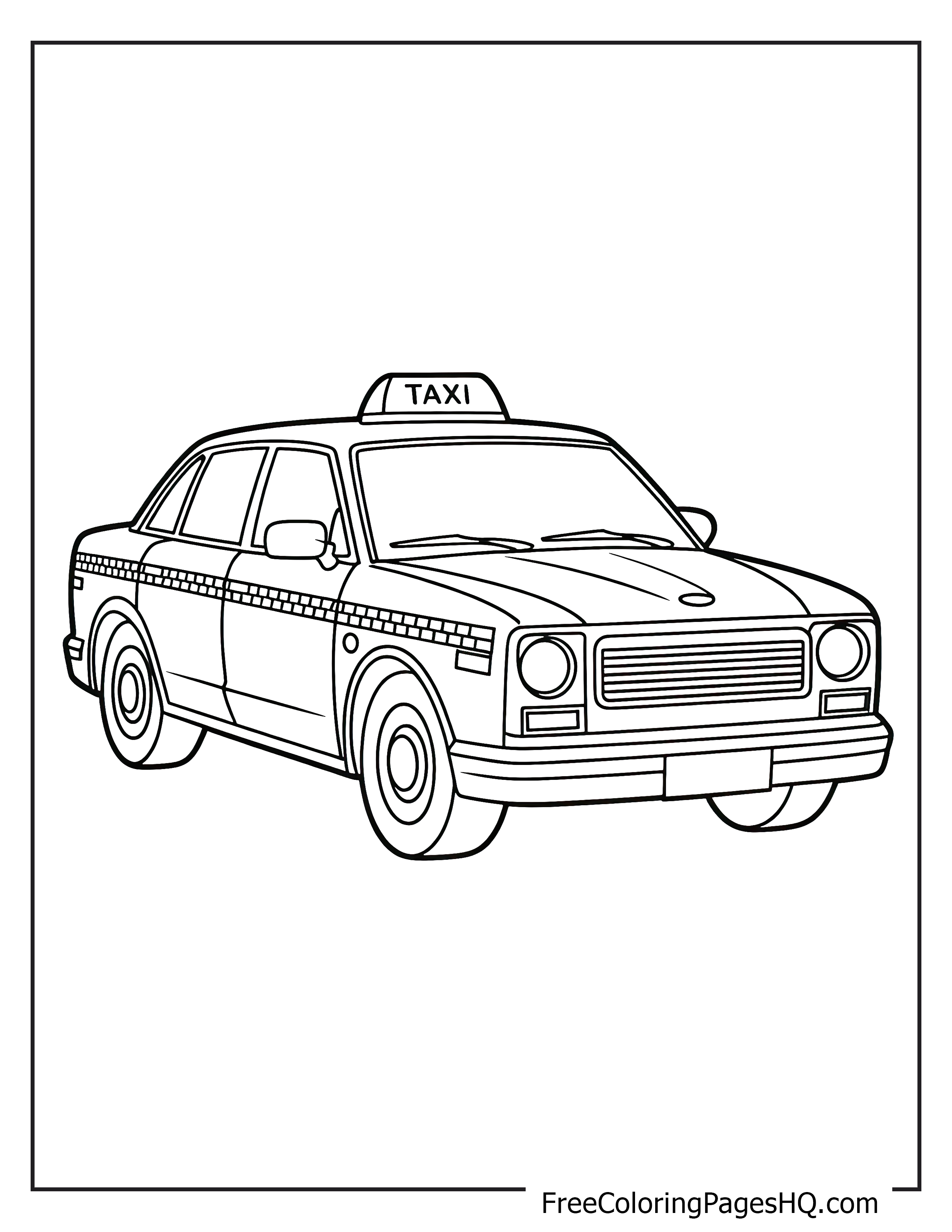 Illustration of a classic taxi car for coloring.