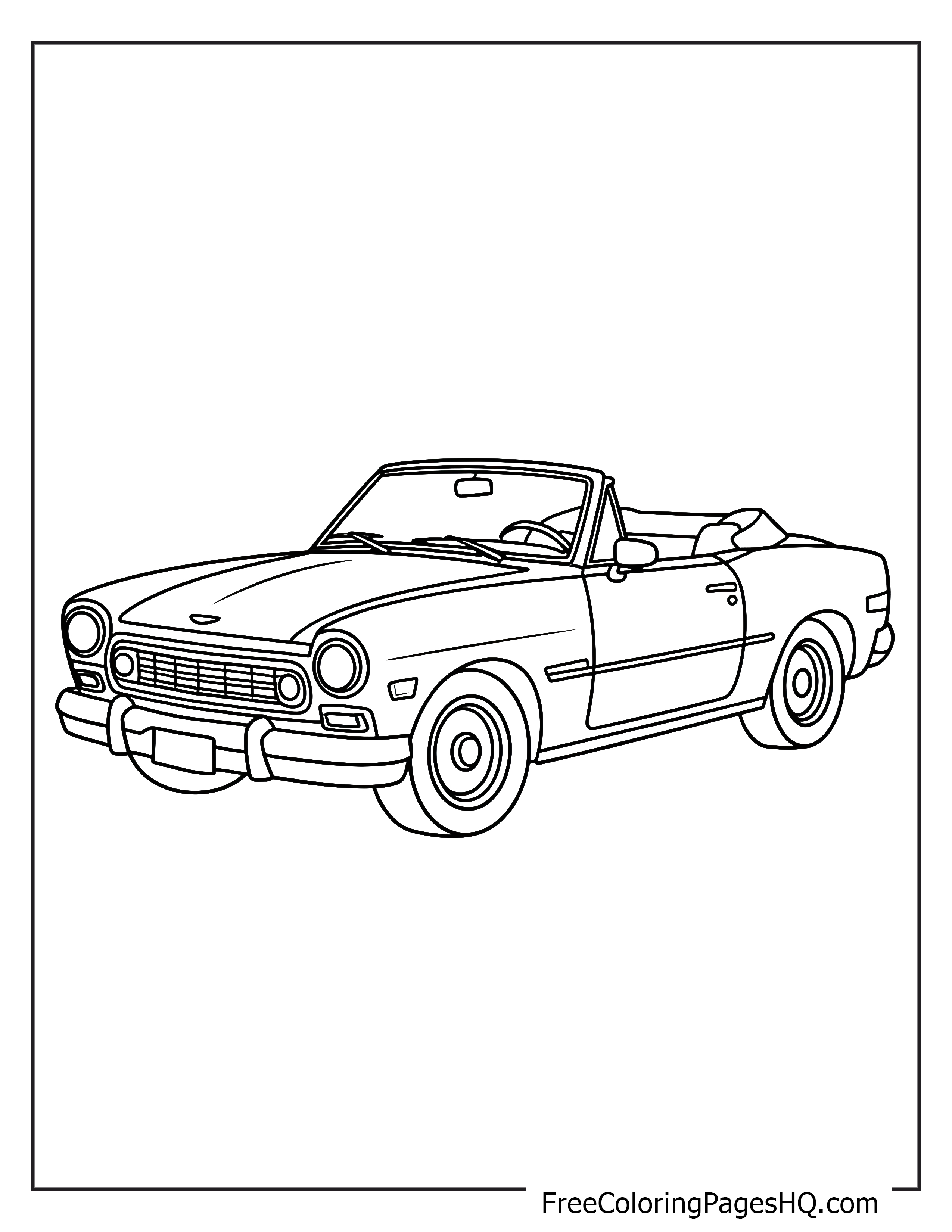 Outline of a classic convertible car from a side angle.