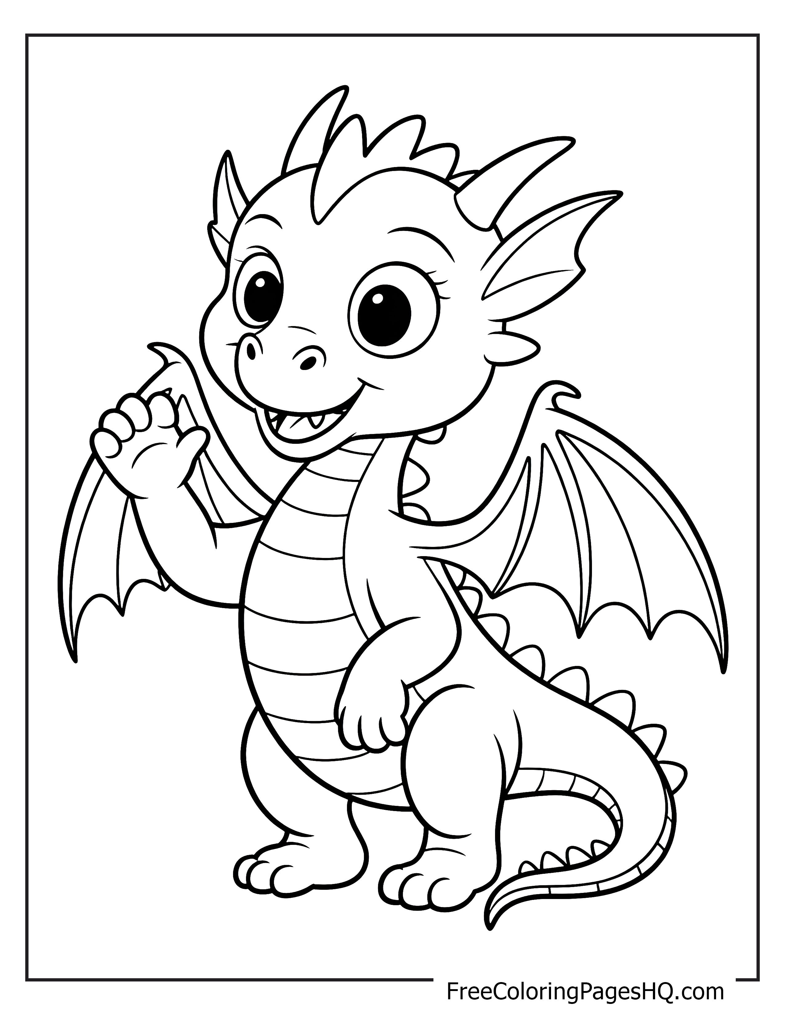 Adorable baby dragon with a cheerful expression.