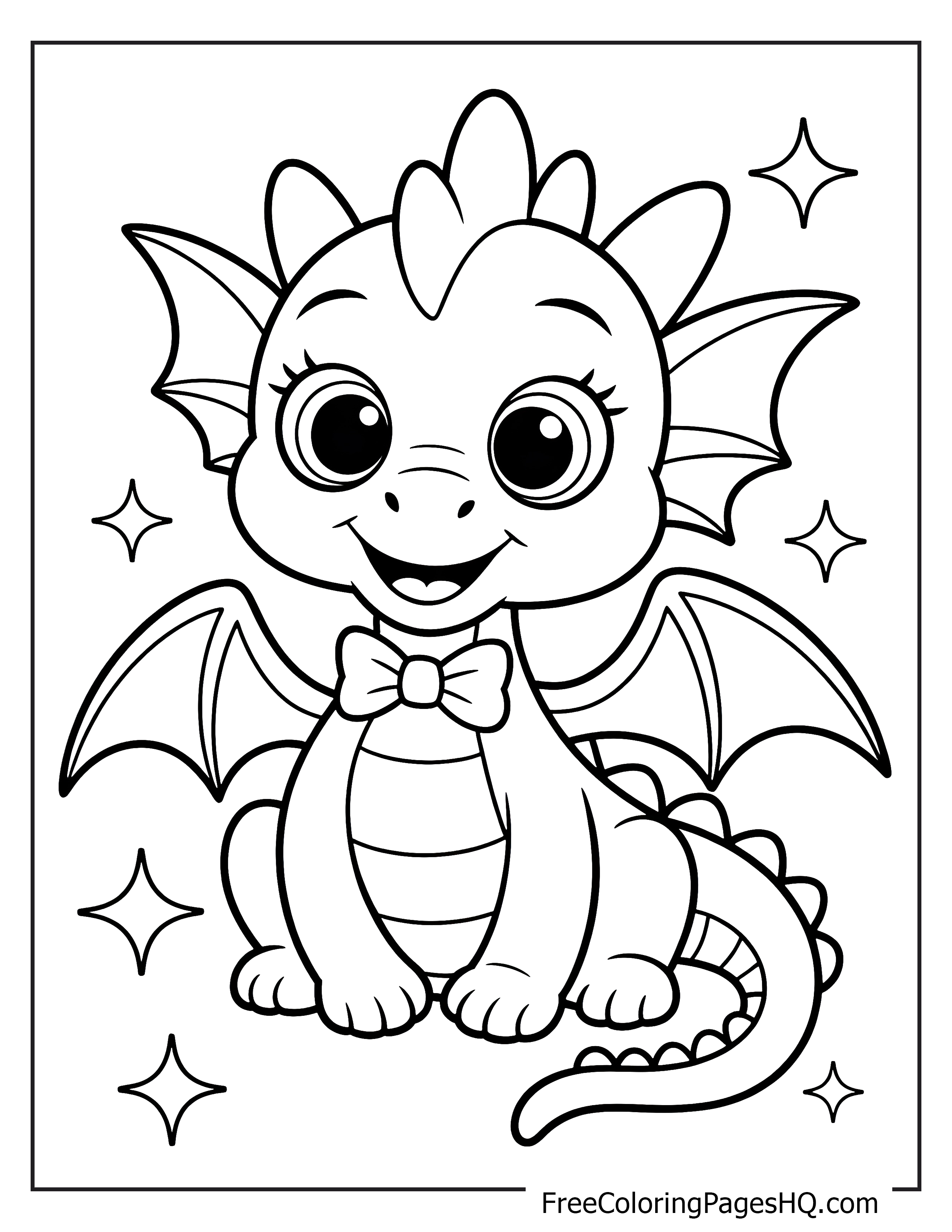 Adorable baby dragon illustration featuring stars.
