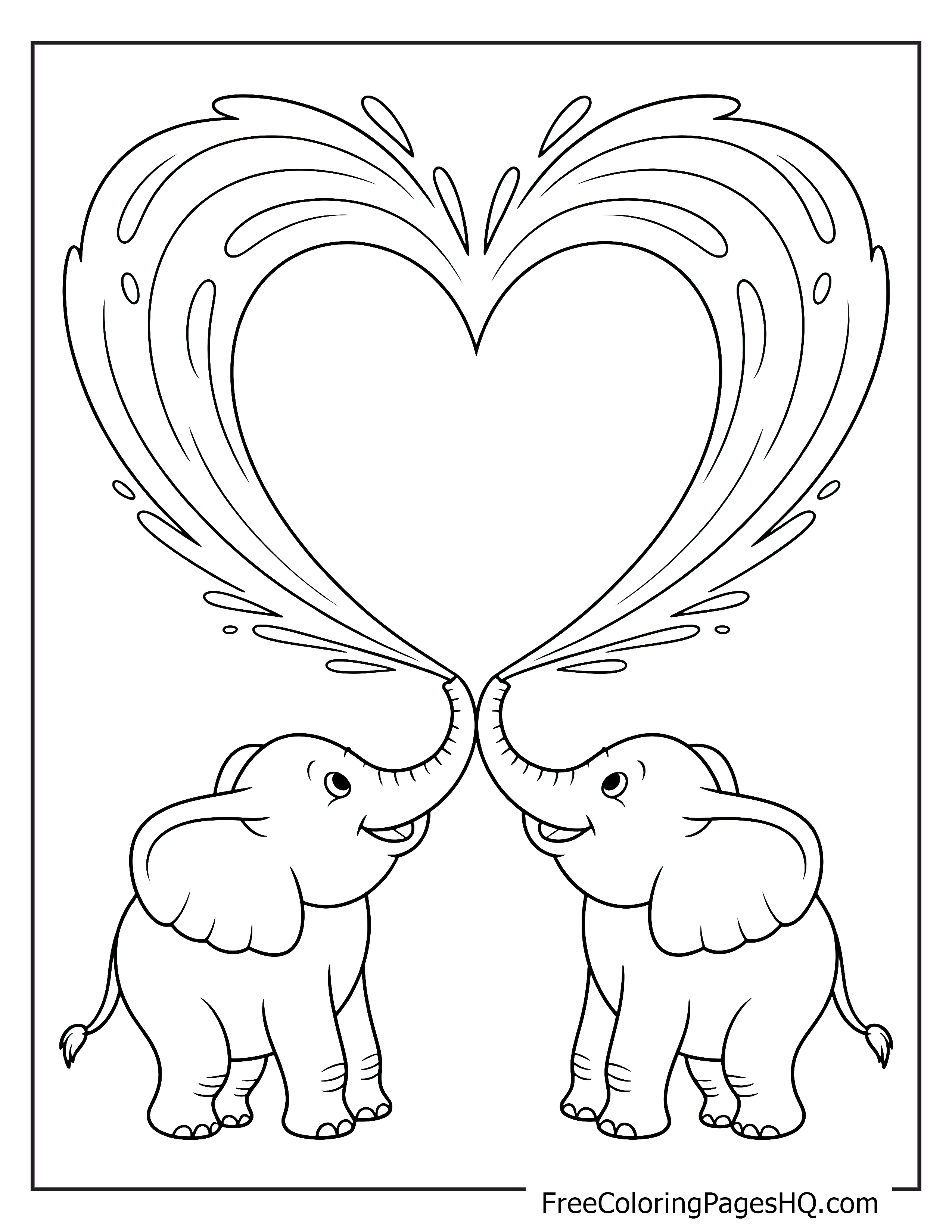 Elephants with trunks making a heart shape.
