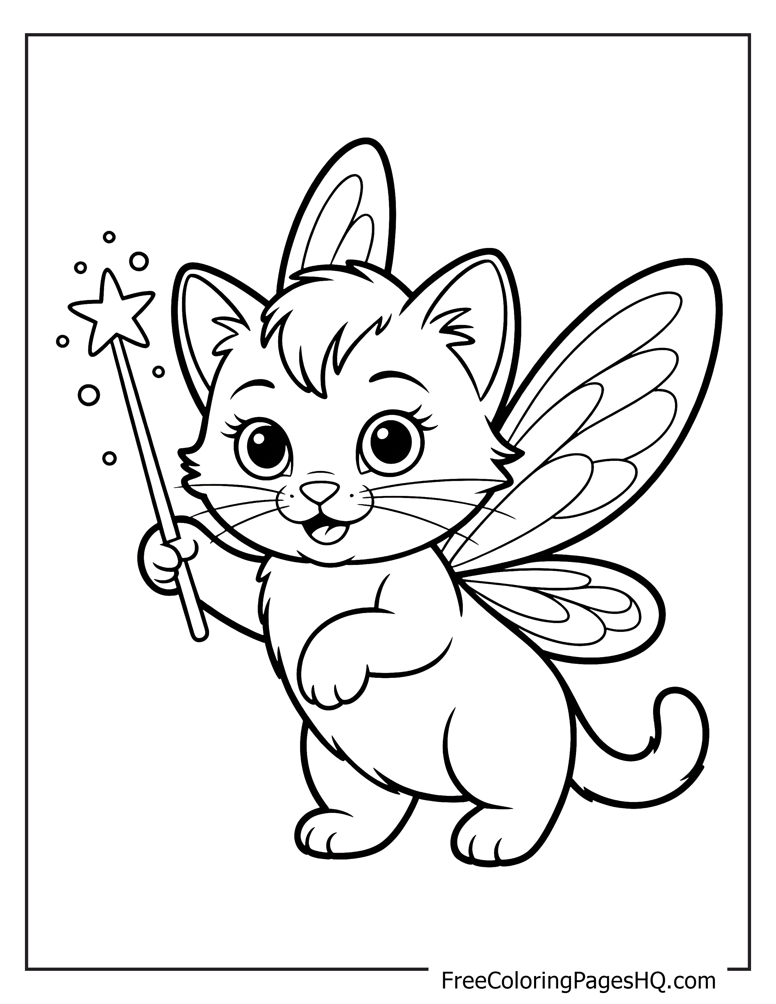 Adorable fairy cat holding a star wand.
