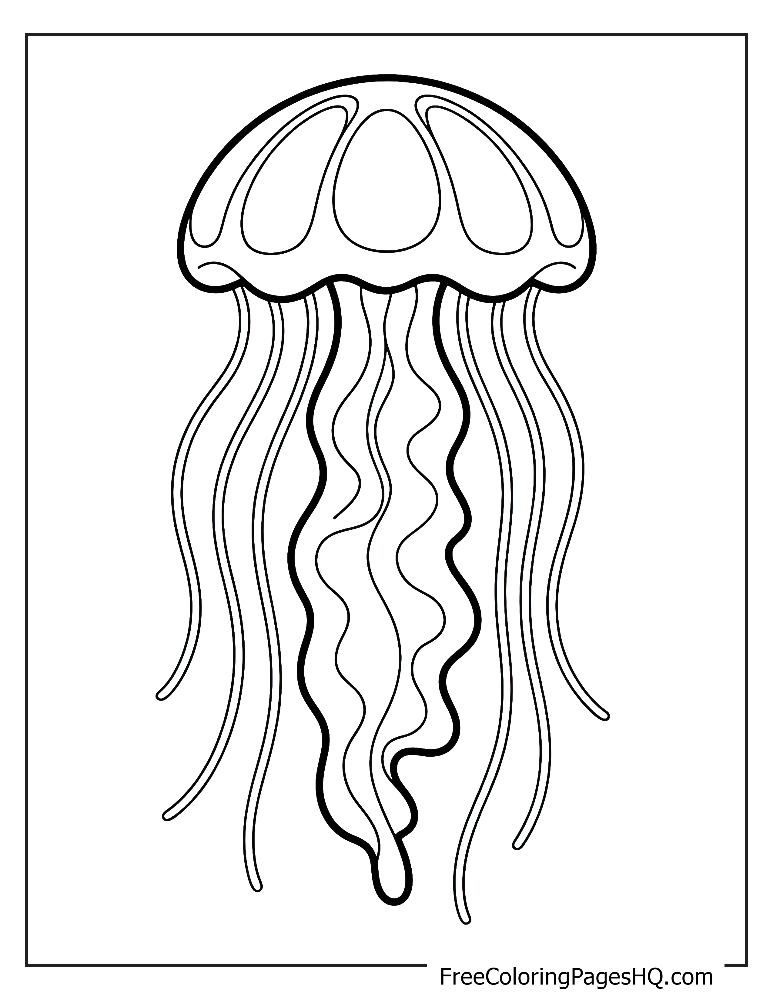 A jellyfish with long, wavy tentacles floating underwater.