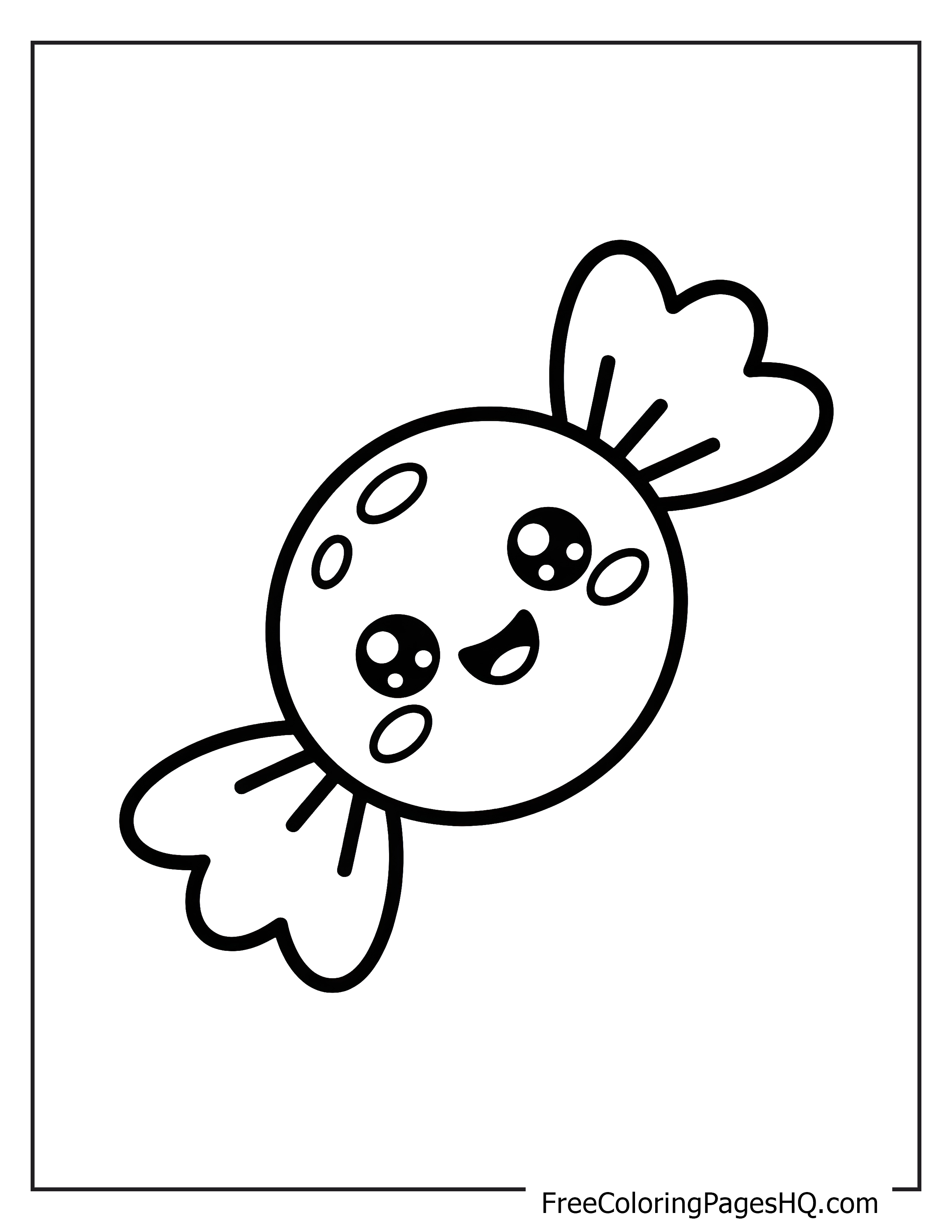 Illustration of a cheerful candy with a cute expression.