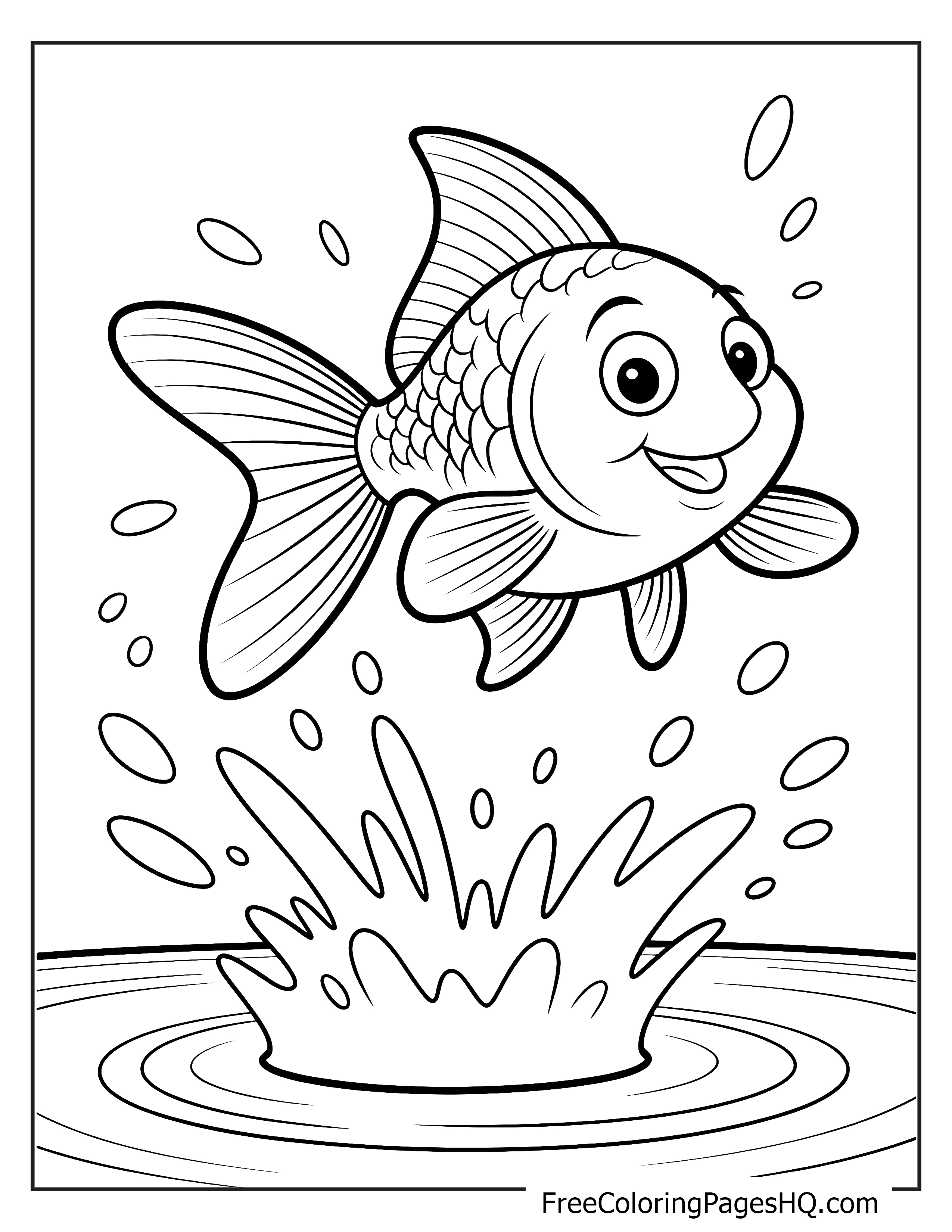 A cheerful fish jumps joyfully from a pond, causing a splash.