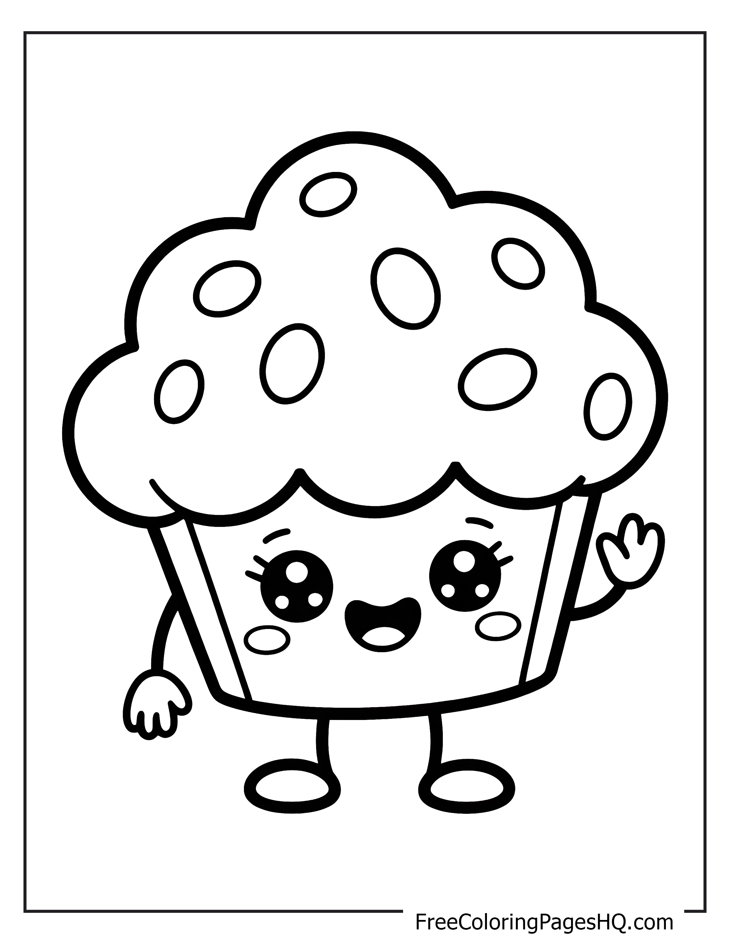 Cute muffin character illustration with a friendly expression.