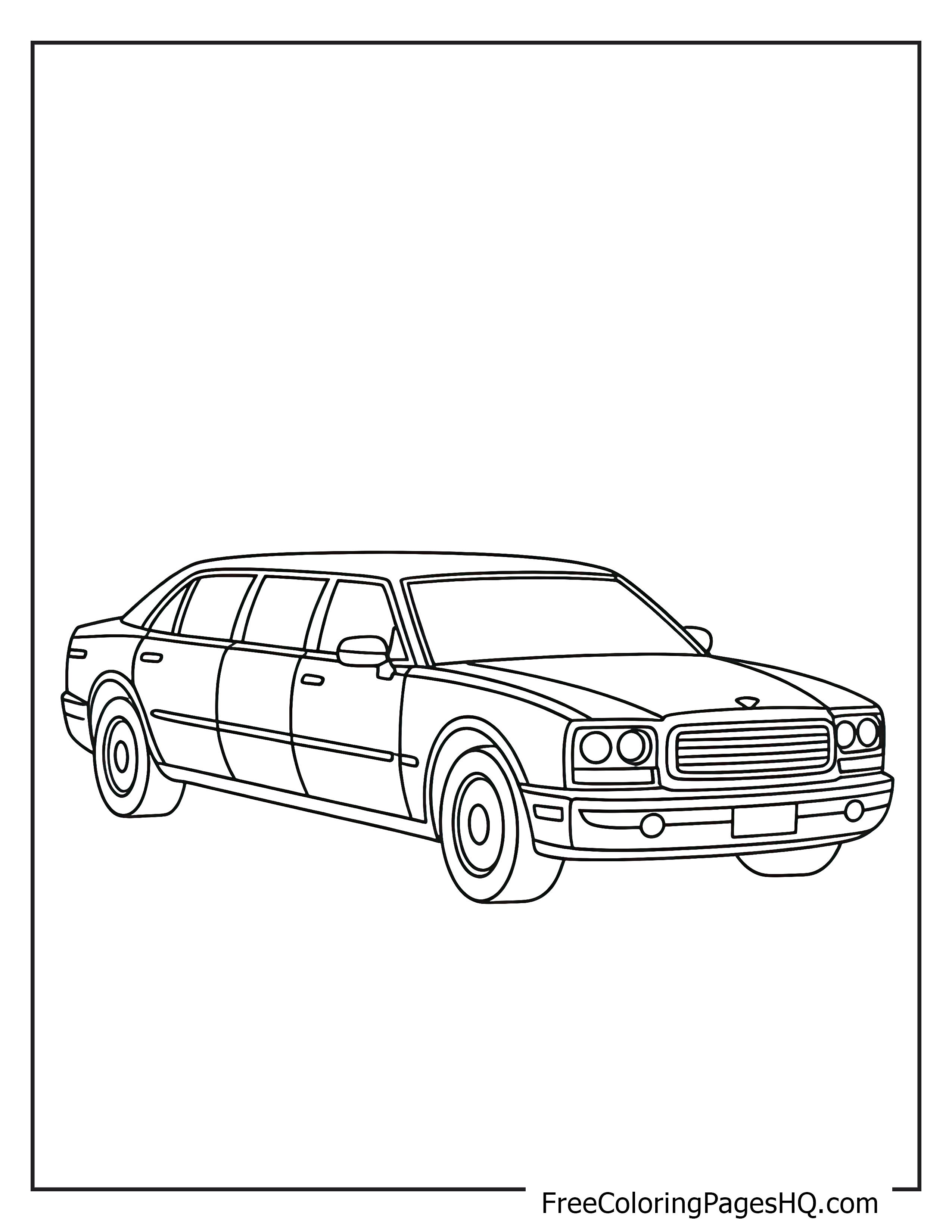 Illustration of a classic limousine for coloring.