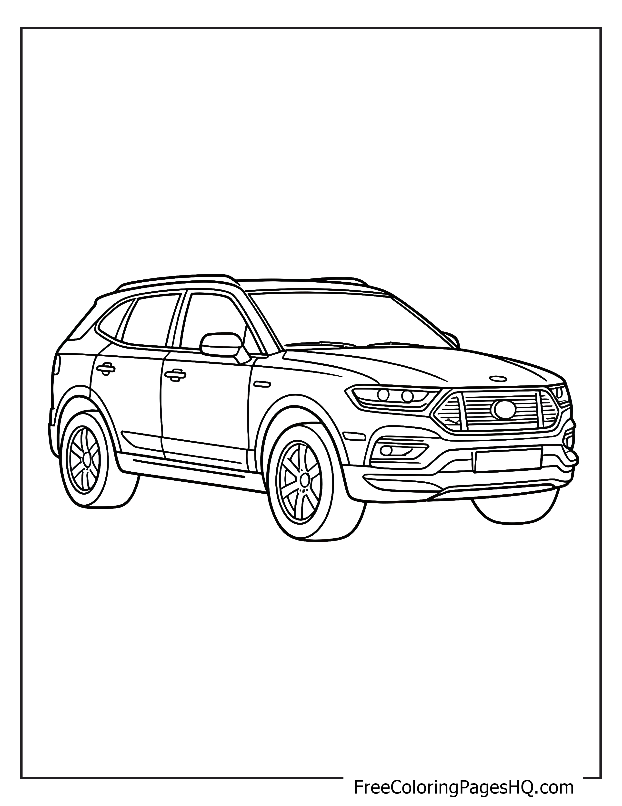 Illustration of a modern SUV car for coloring.