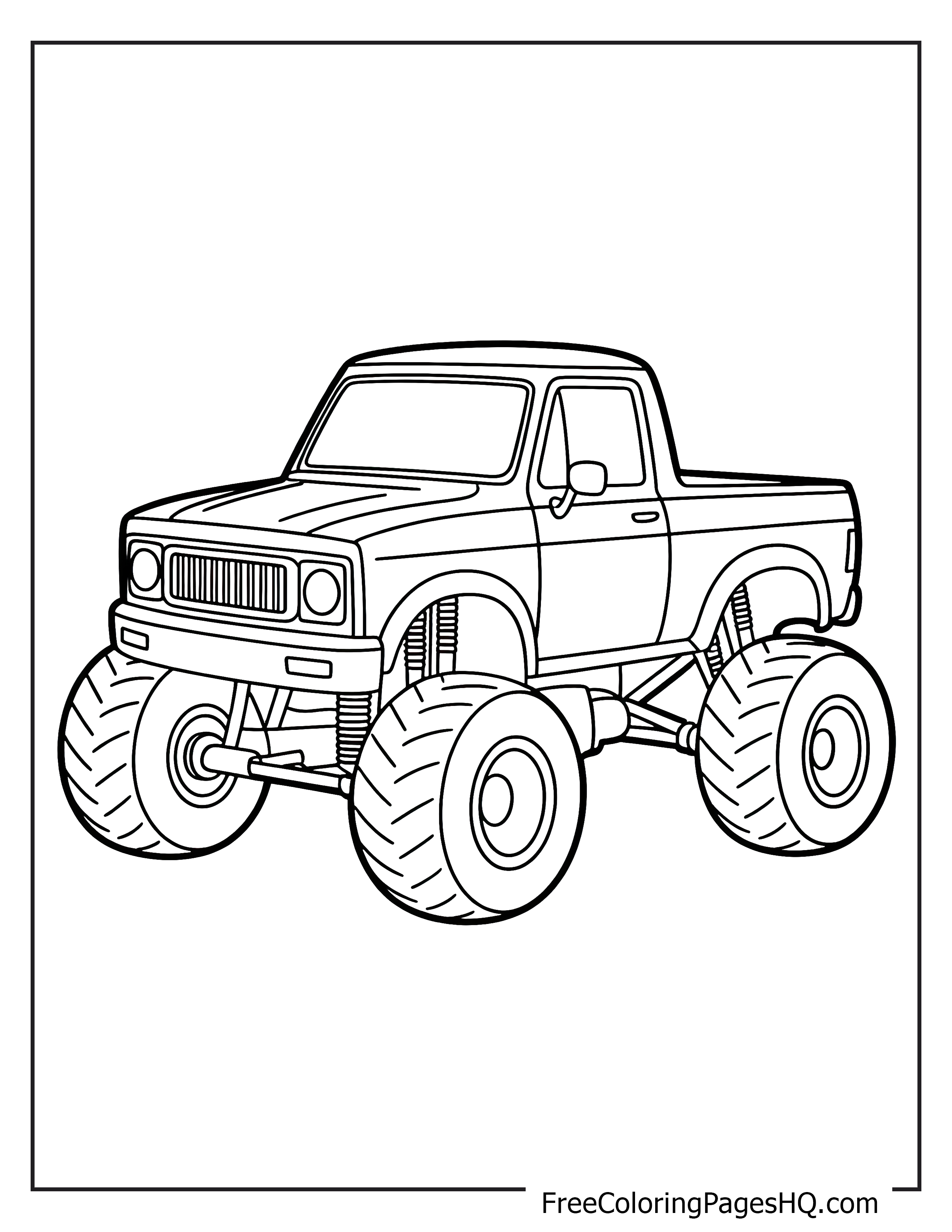 Monster truck illustration with oversized tires.