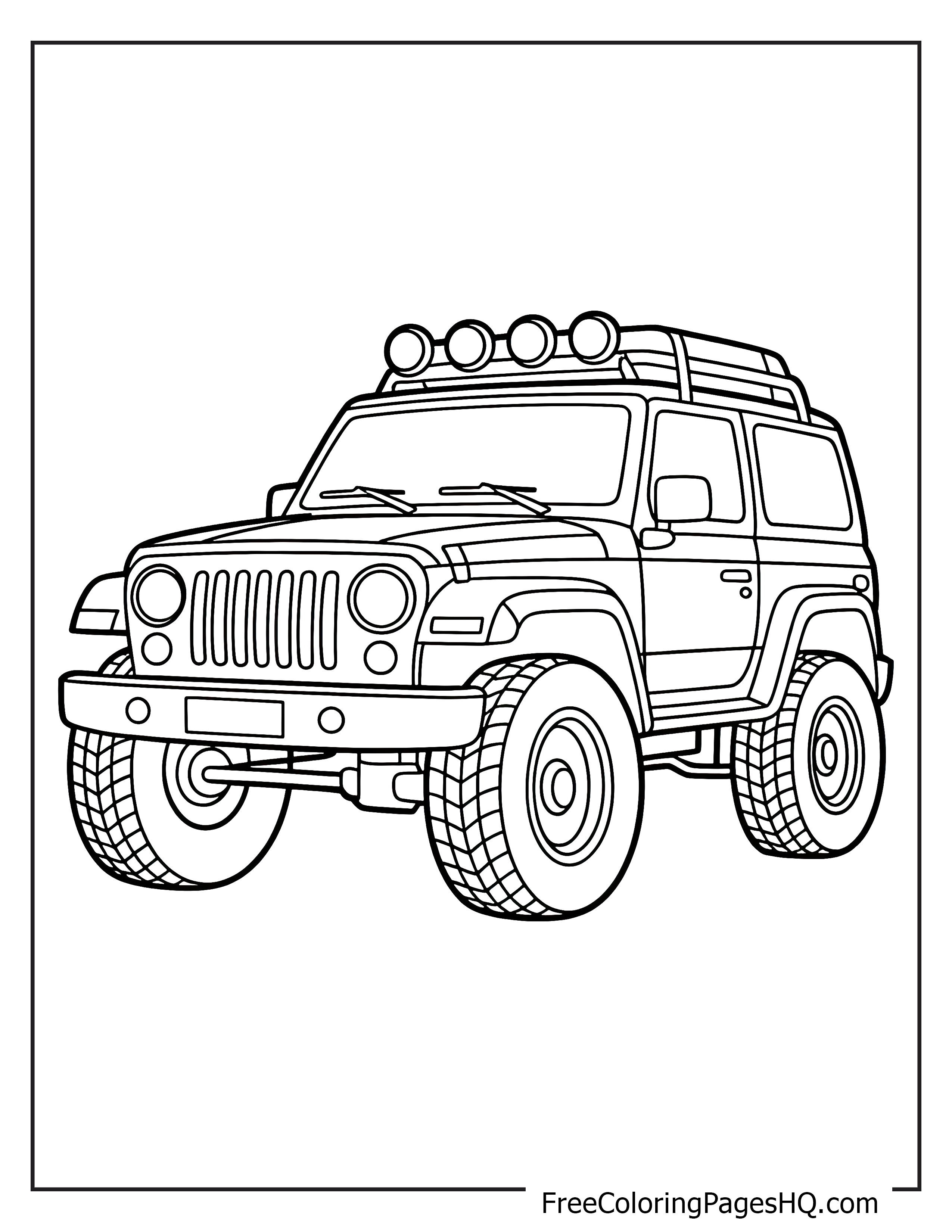 Illustration of an off-road vehicle for coloring fun.