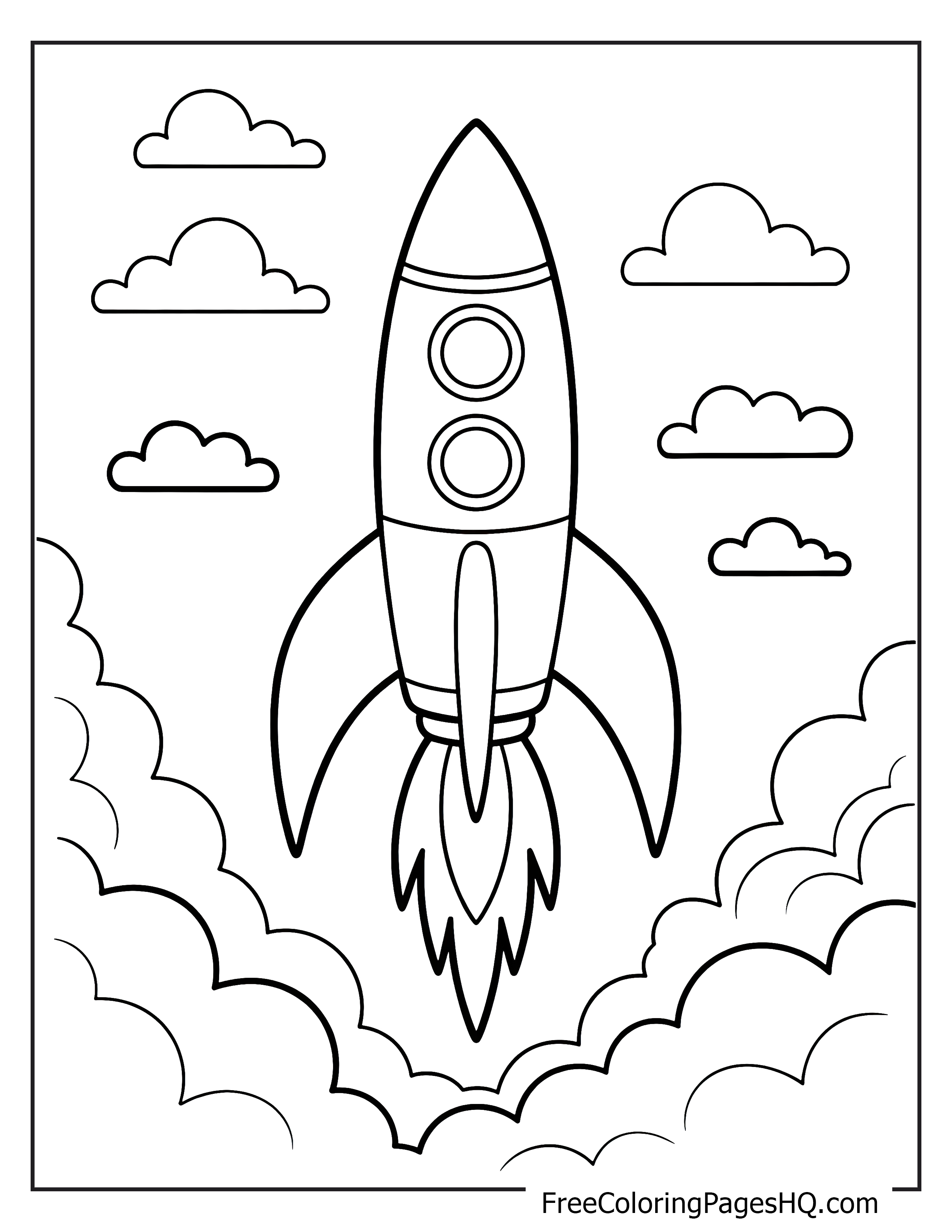 Illustration of a rocket launching into the sky.