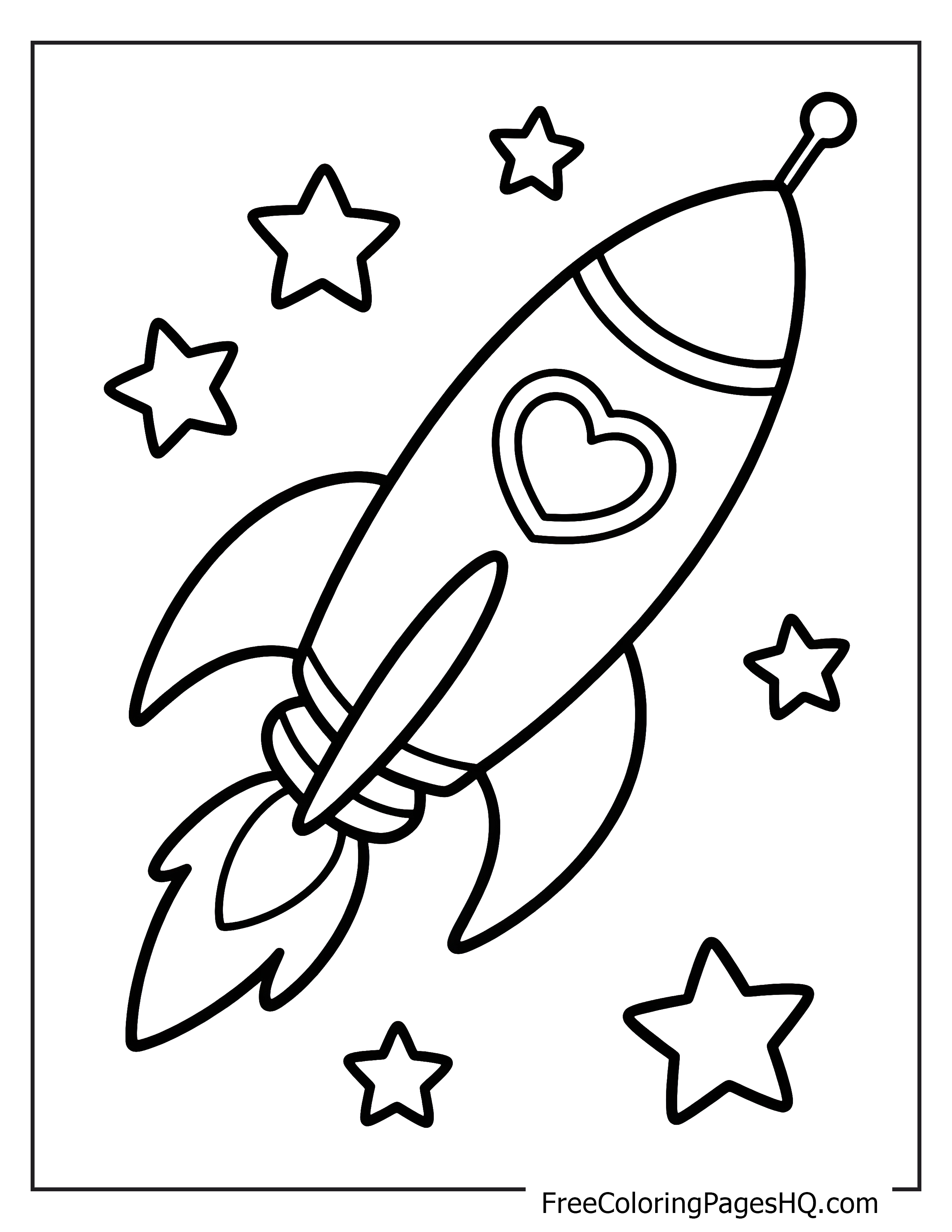 Rocket and stars illustration for kids.