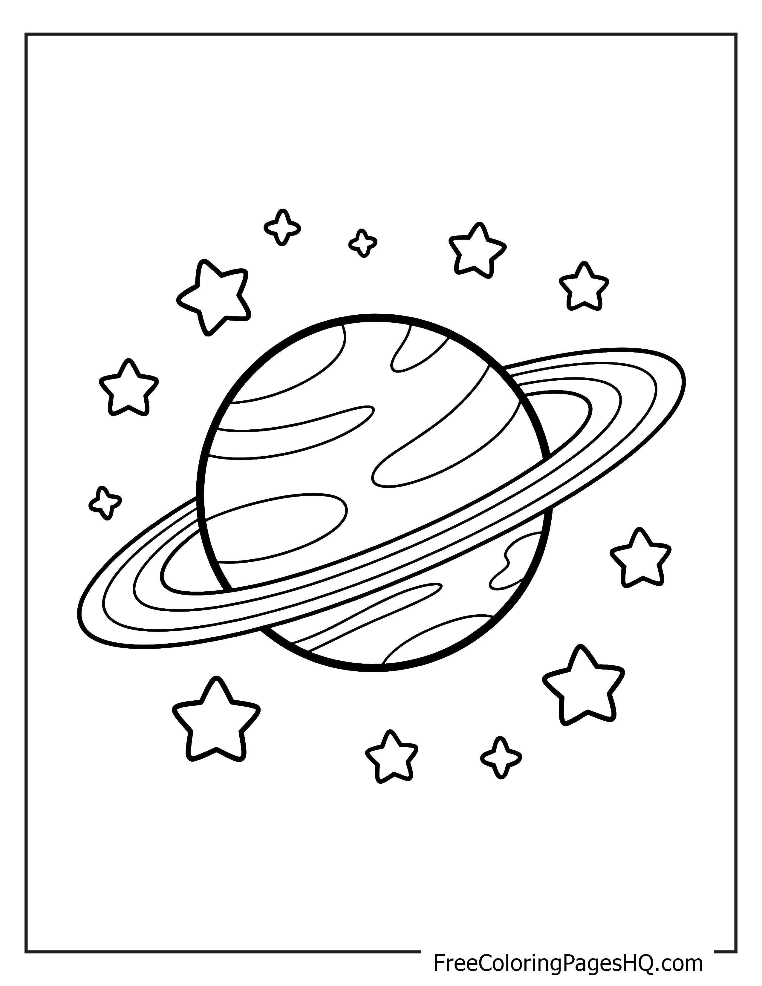 Illustration of Saturn-like planet with stars around.