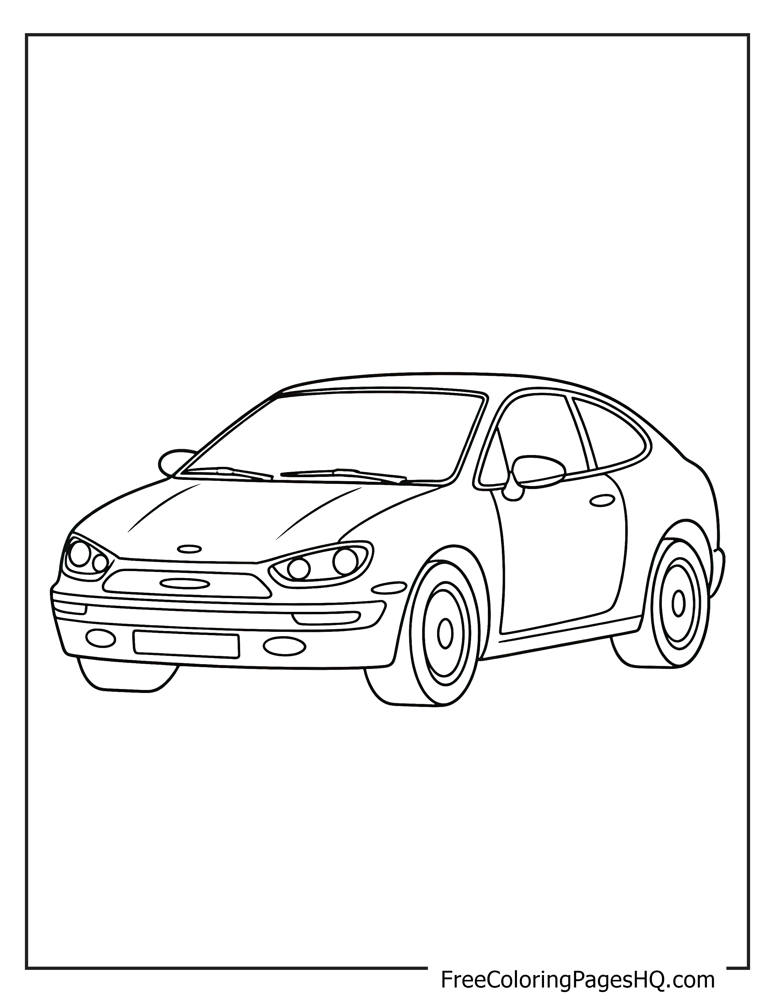 Compact car line drawing for coloring fun.