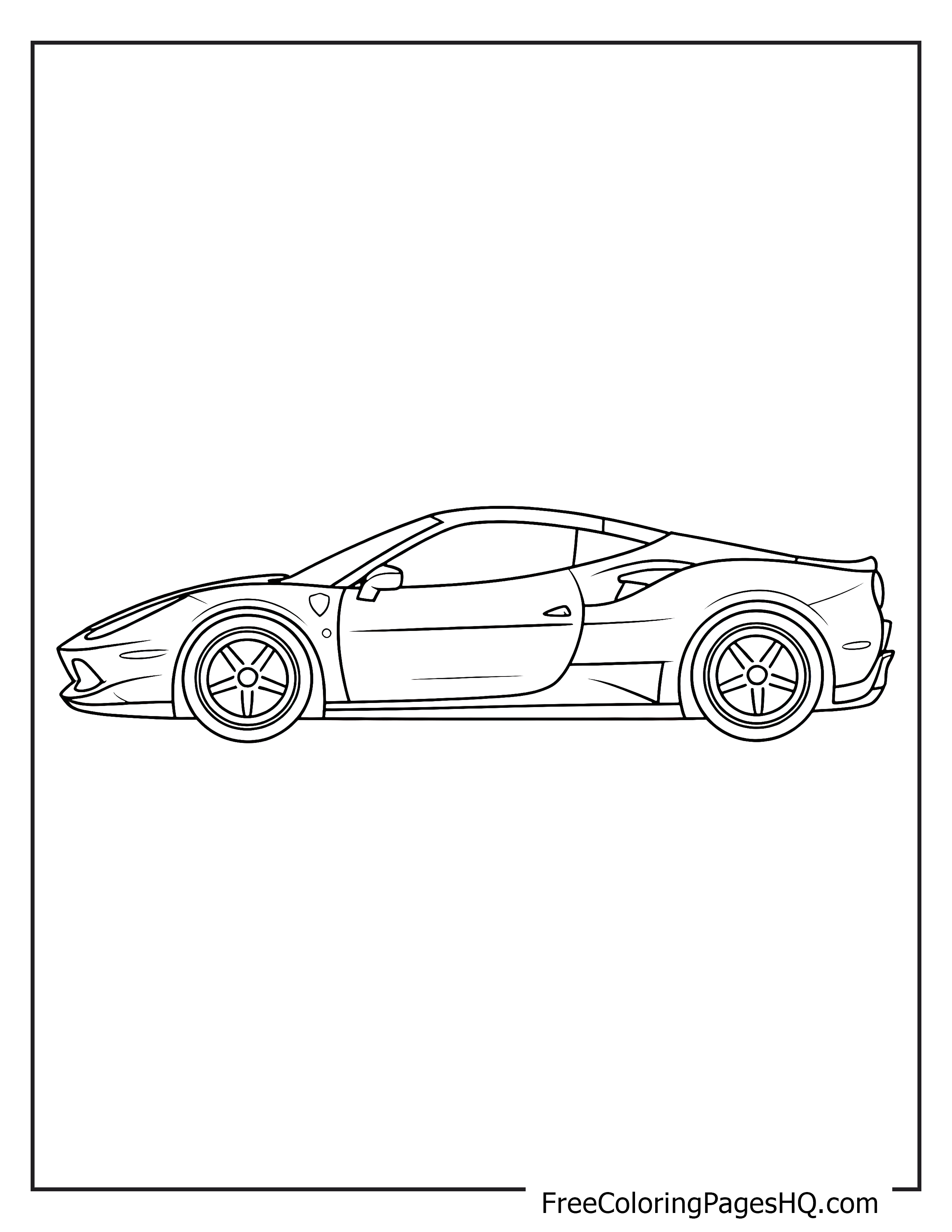 Outline of a sleek sports car for coloring fun.