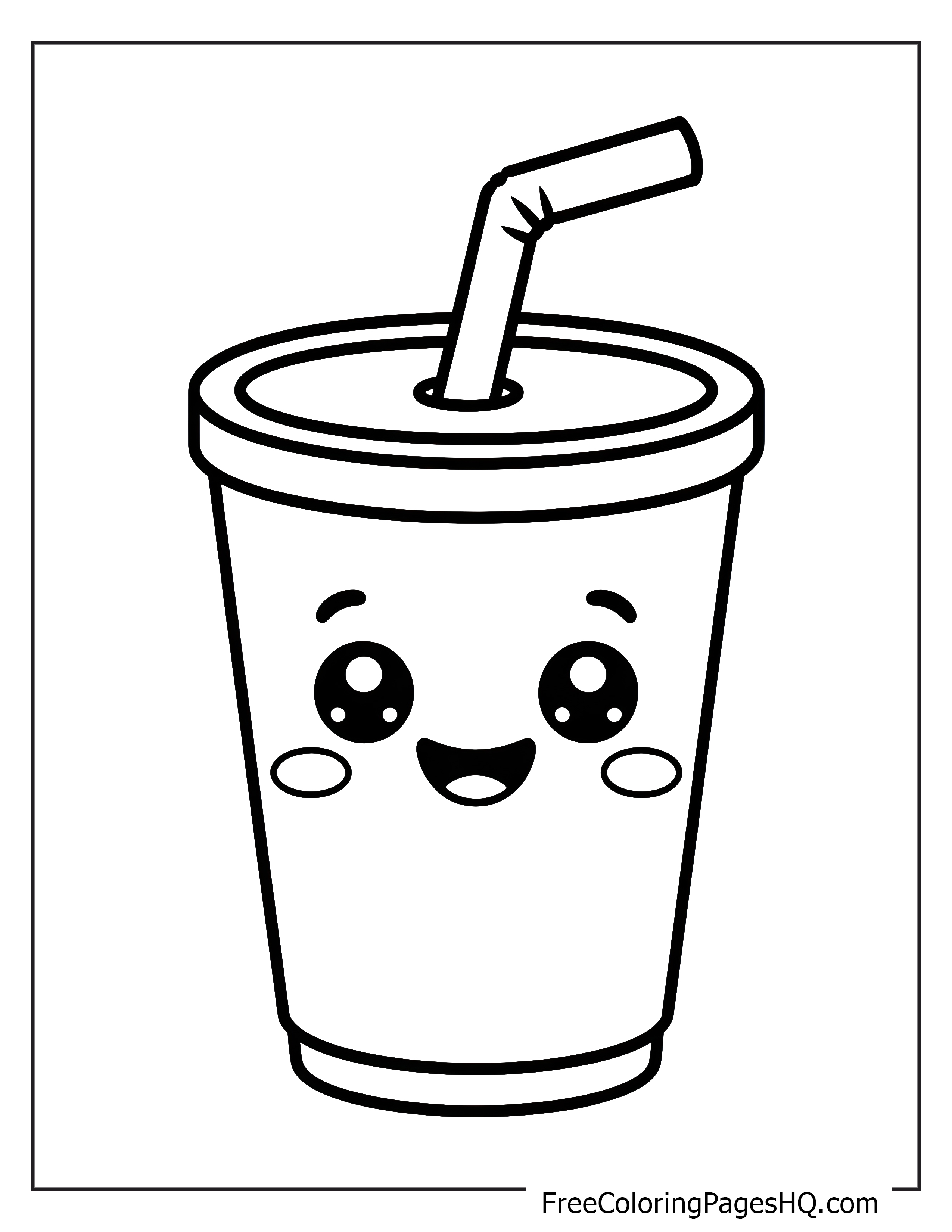 Kawaii-style drink cup with a happy expression.