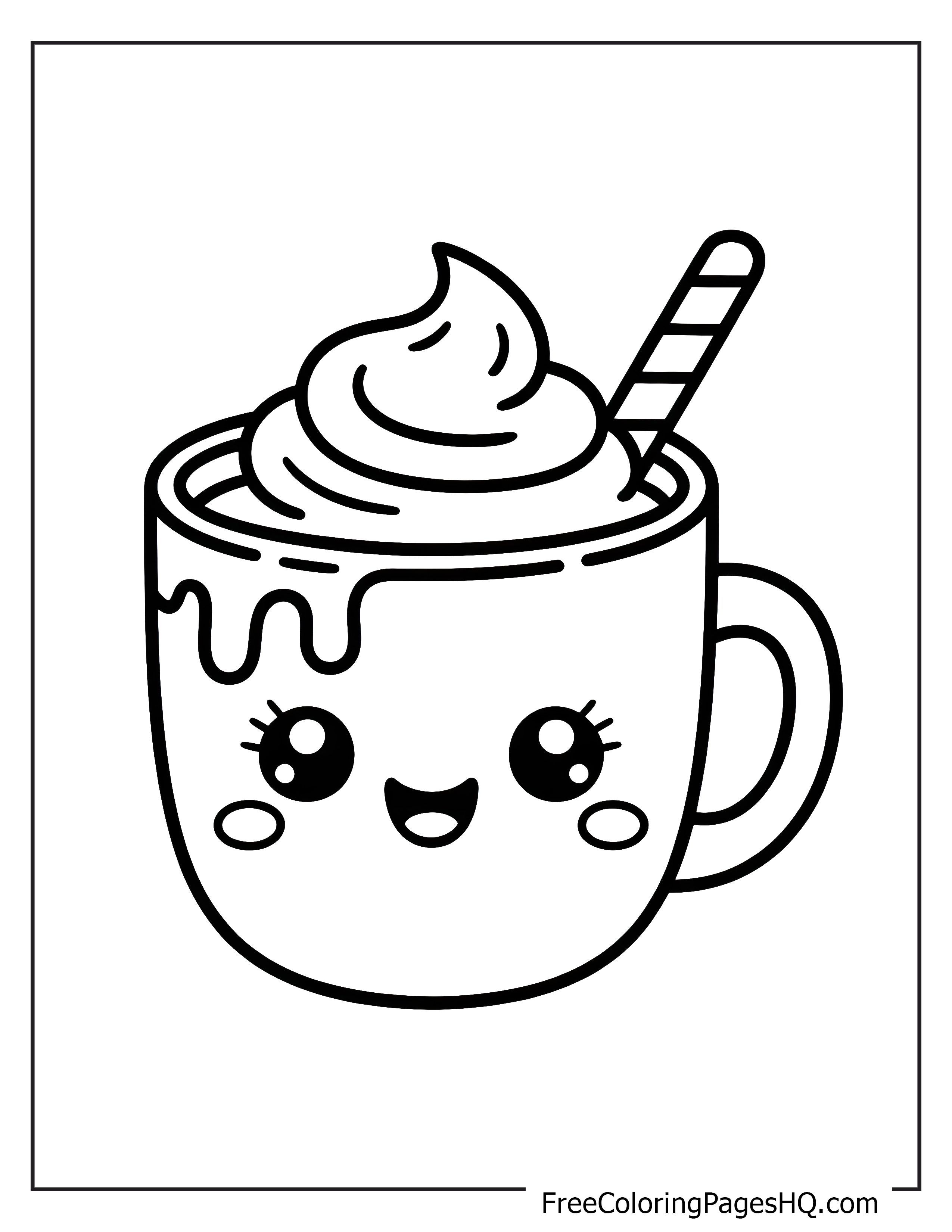 Mug with whipped cream and a smile for kids.