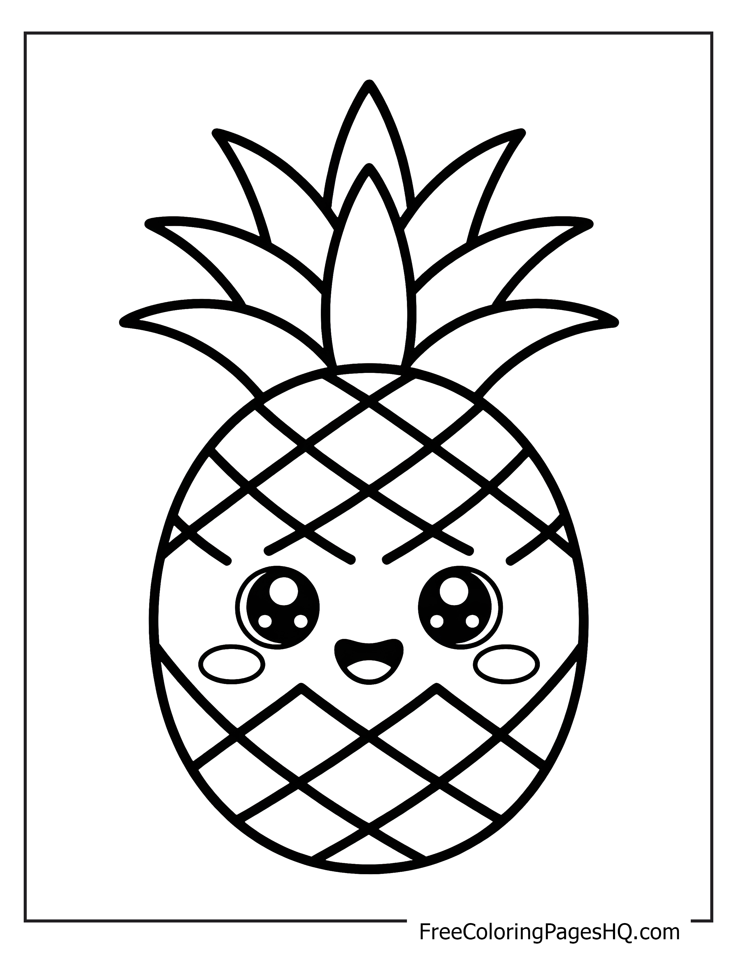Cheerful pineapple with a friendly expression.