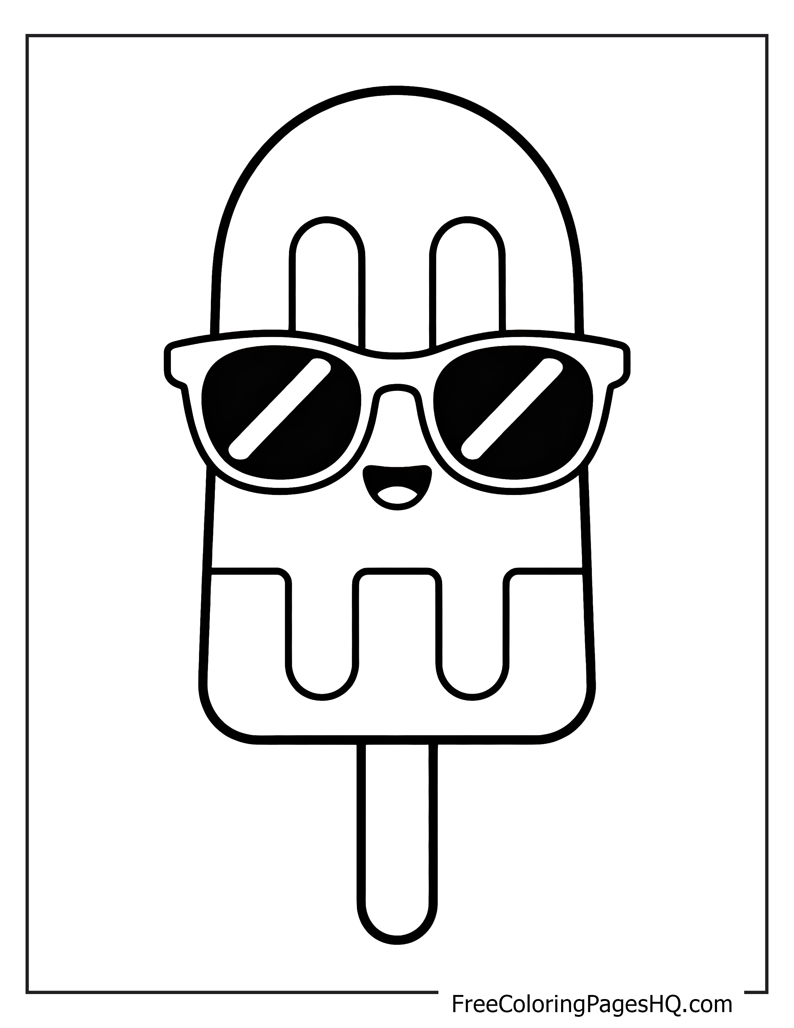 Illustration of a happy popsicle with sunglasses.