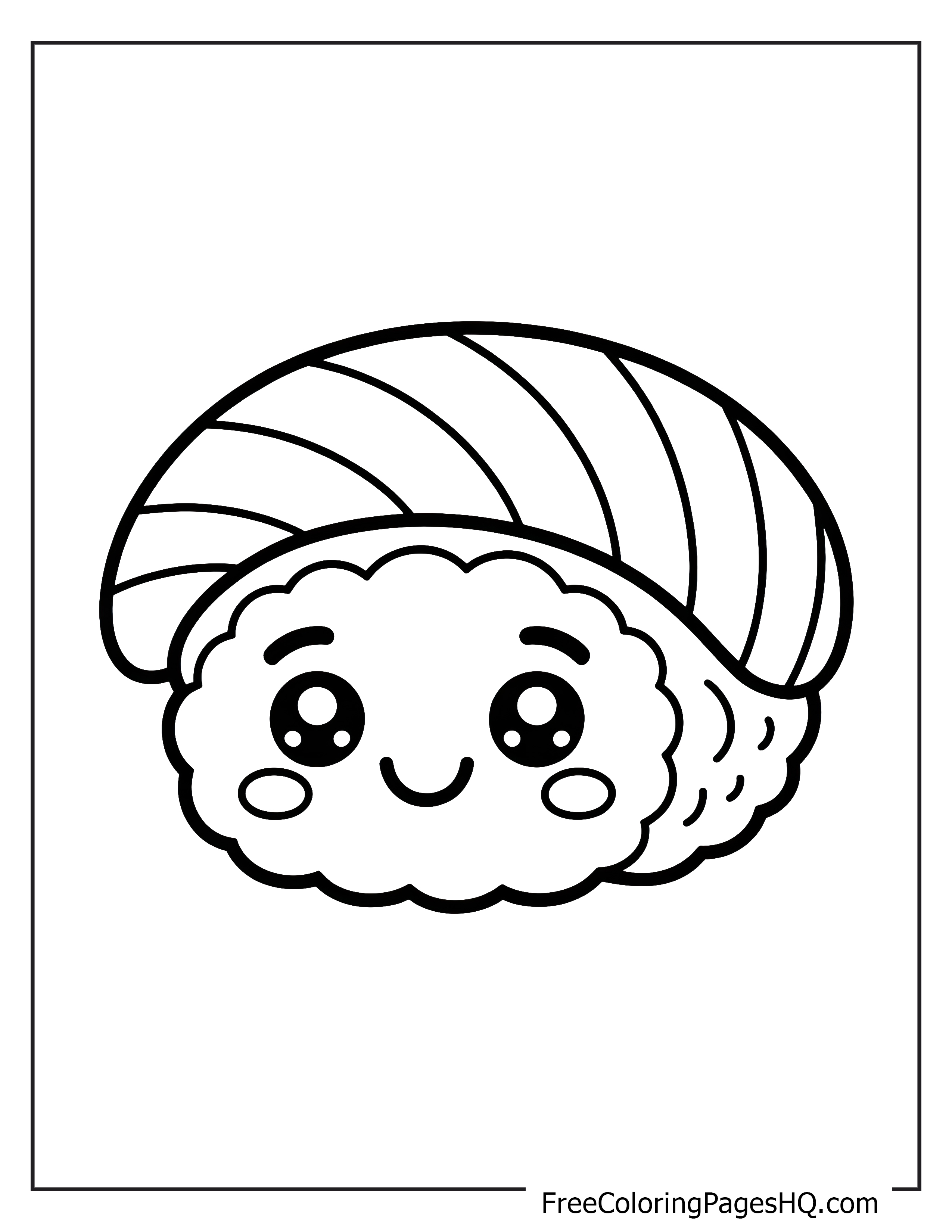 Adorable sushi roll with a sweet expression.