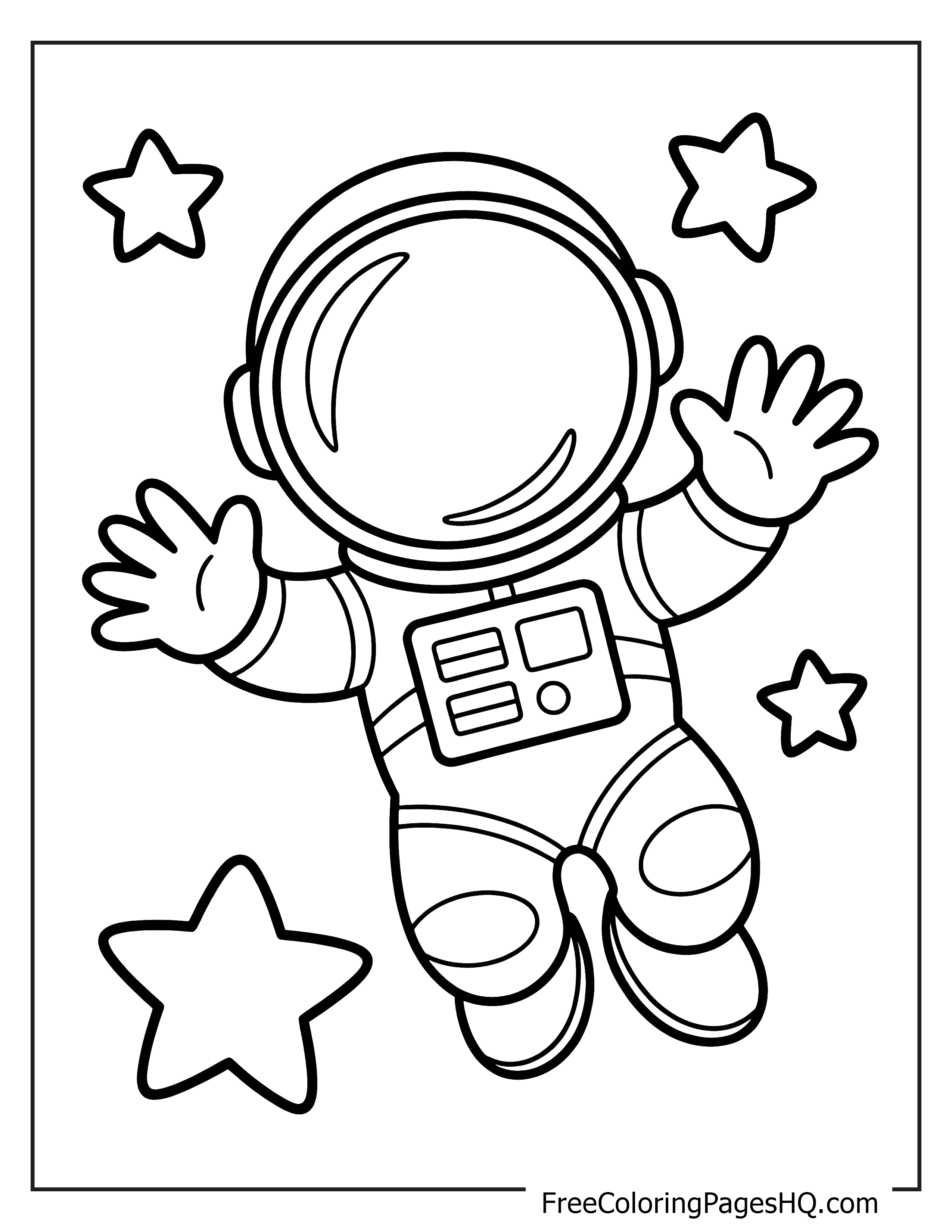 Astronaut floating in space with stars.