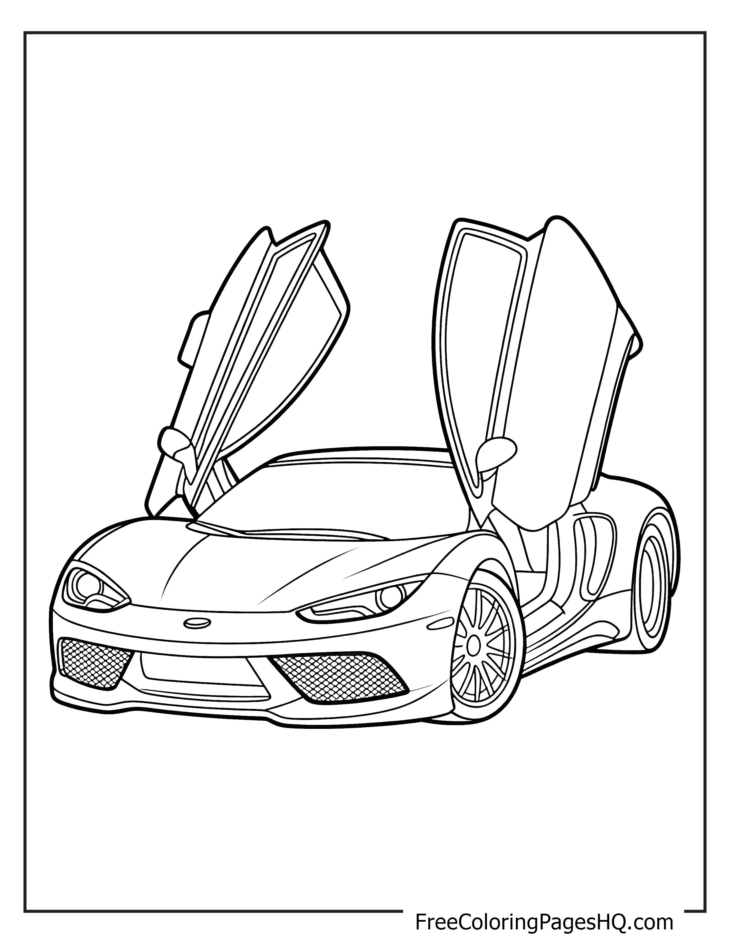 Sleek sports car with unique butterfly doors.