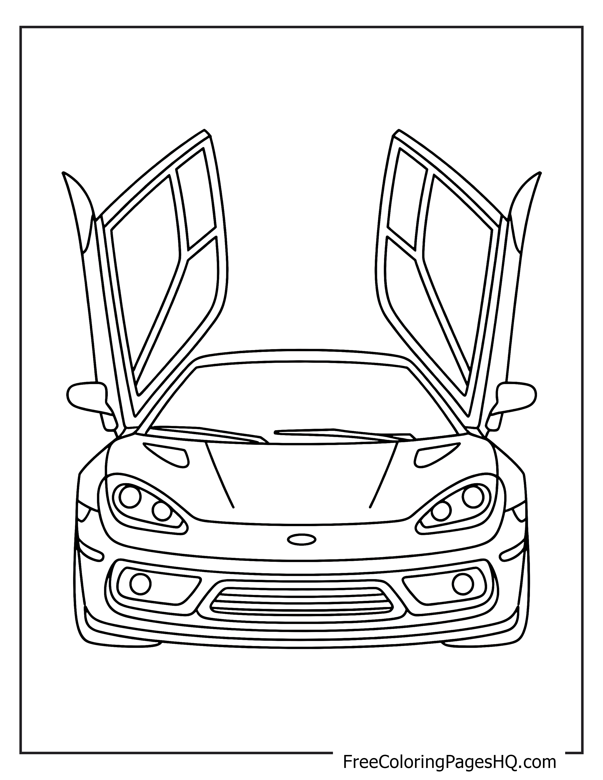 Illustration of a front-view car with open doors for kids.