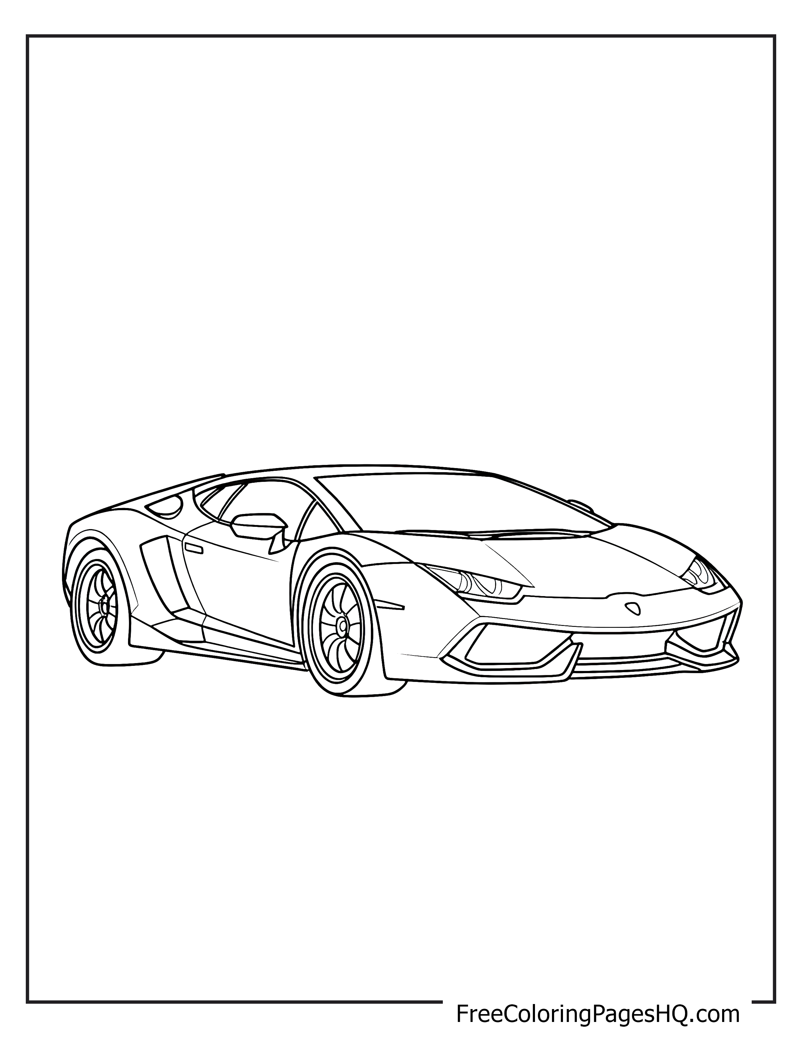Illustration of a sporty, streamlined car for coloring.