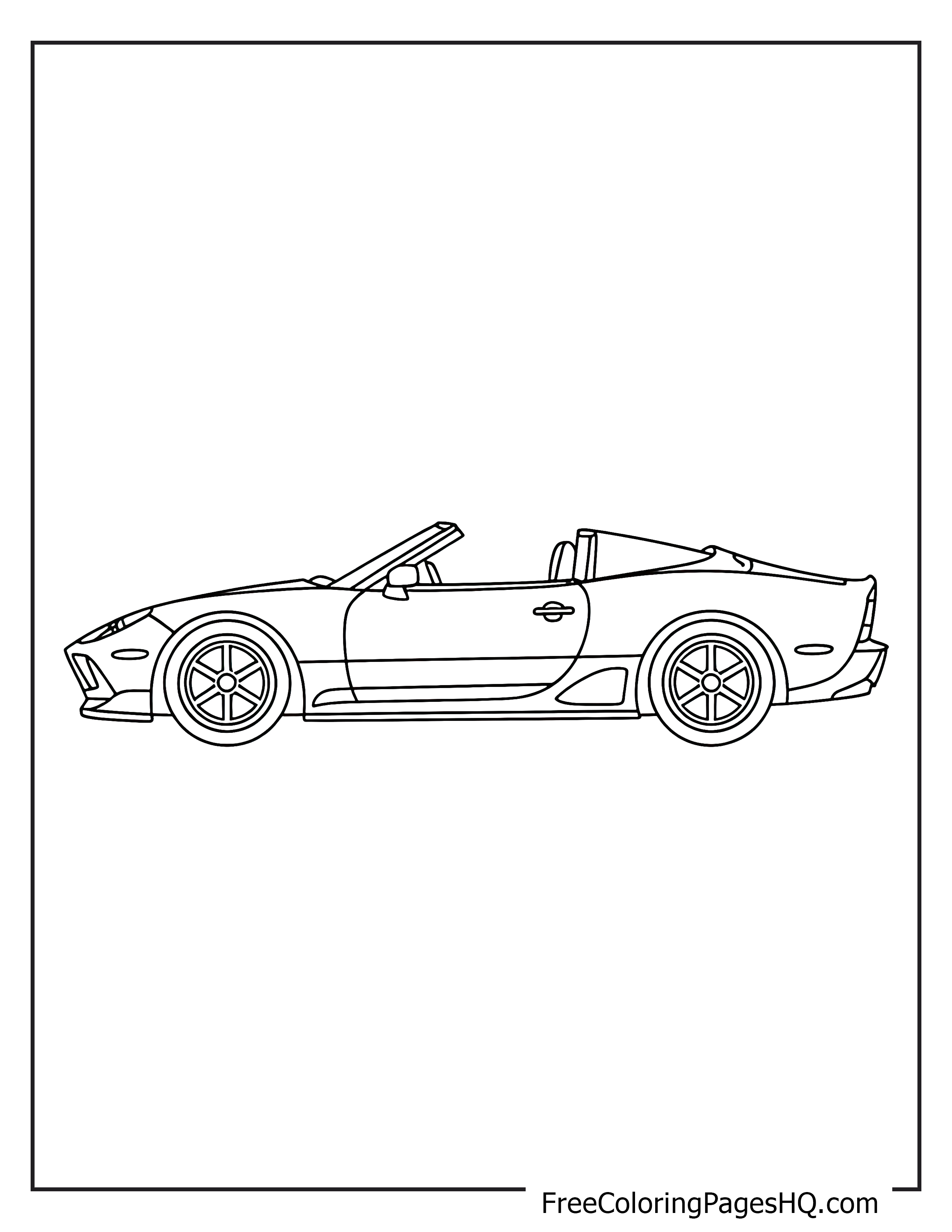 Side view of a convertible car ready for coloring.