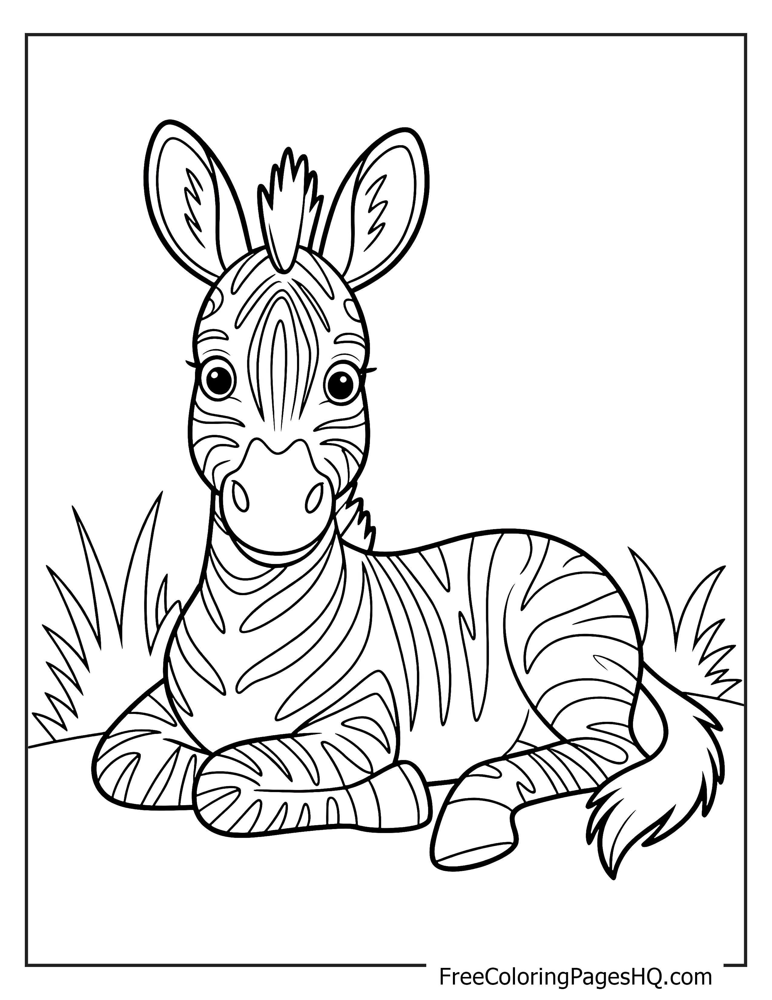 Friendly zebra relaxes in the tall grass, ready for a day in the sun.