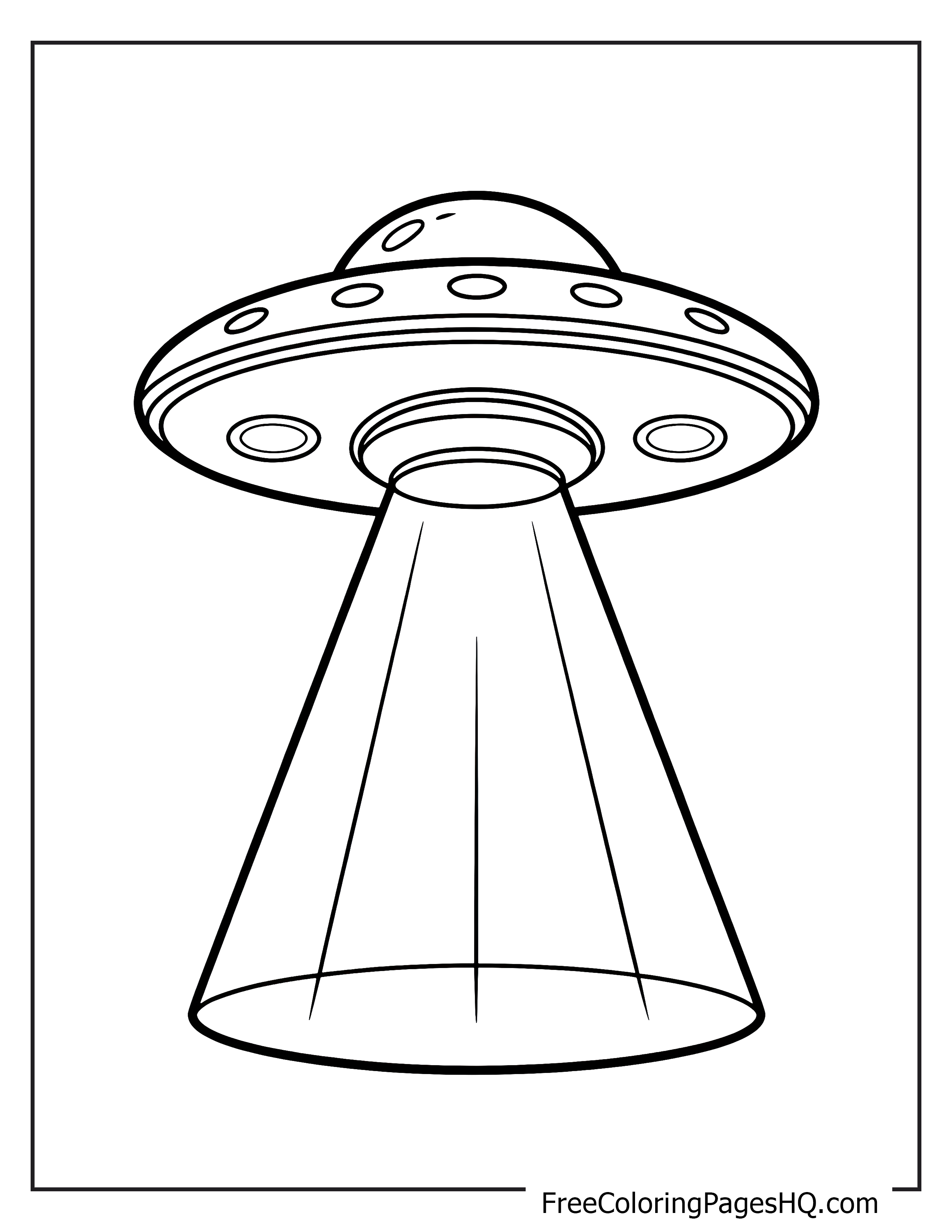 Illustration of a UFO shining a light beam.