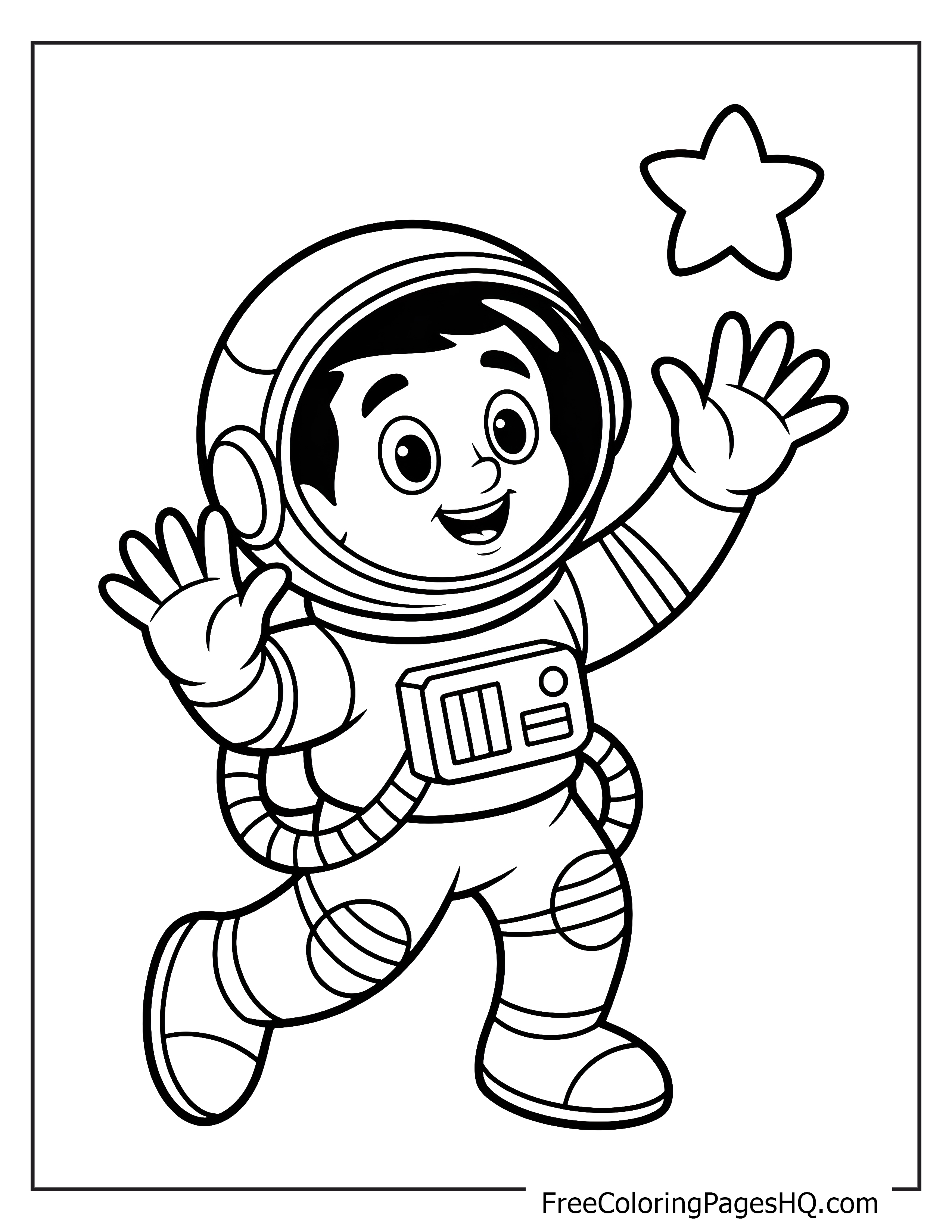 Illustration of a child astronaut with a star.